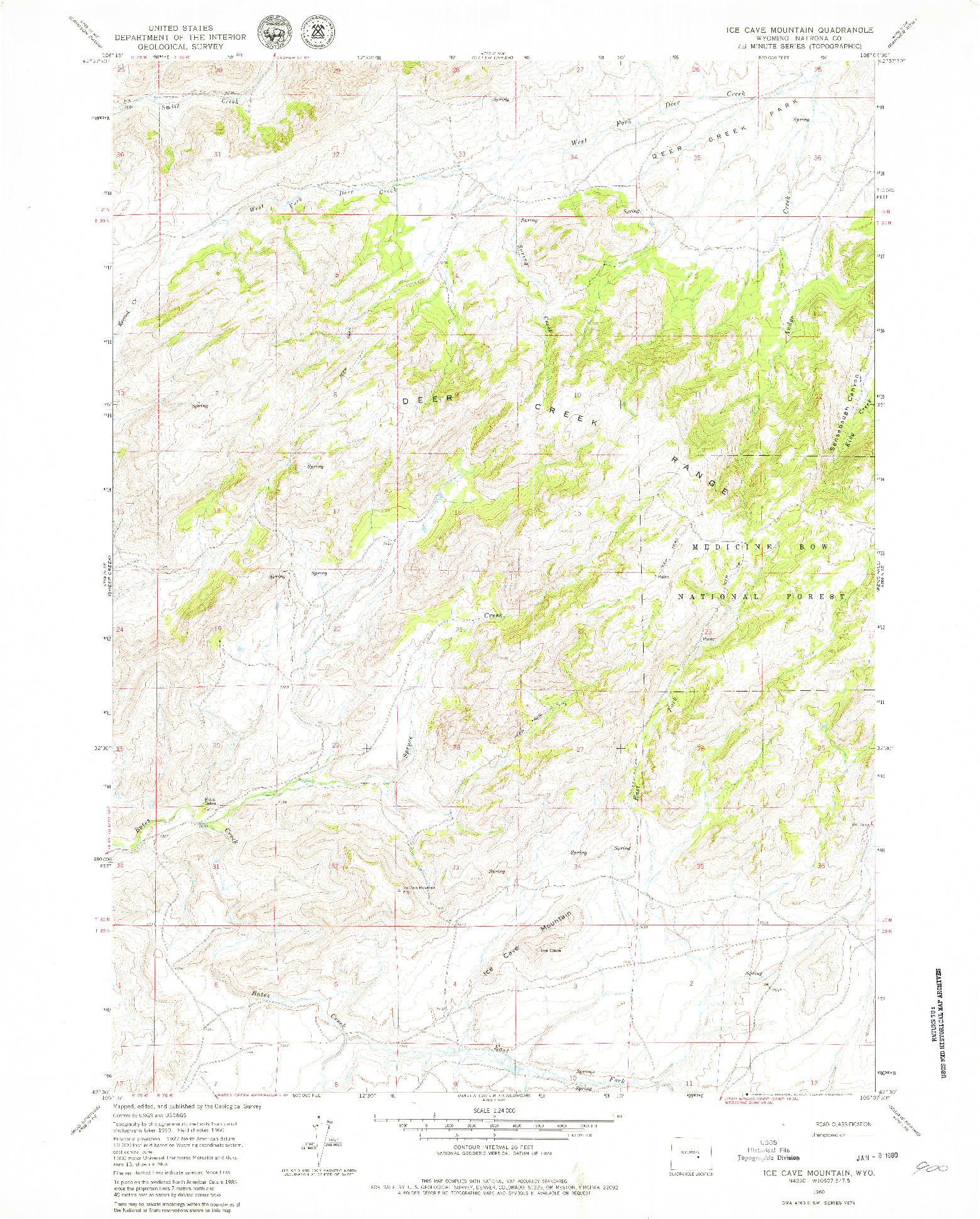 USGS 1:24000-SCALE QUADRANGLE FOR ICE CAVE MOUNTAIN, WY 1960