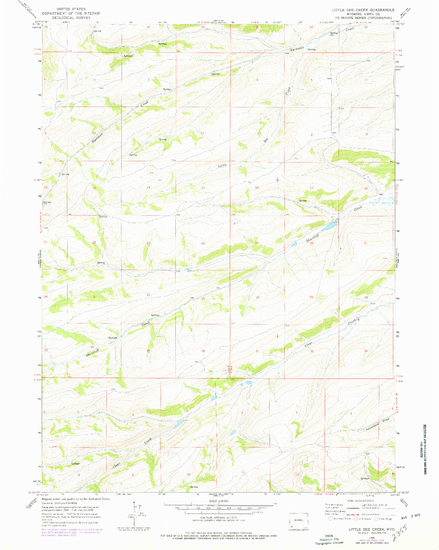 USGS 1:24000-SCALE QUADRANGLE FOR LITTLE DEE CREEK, WY 1965