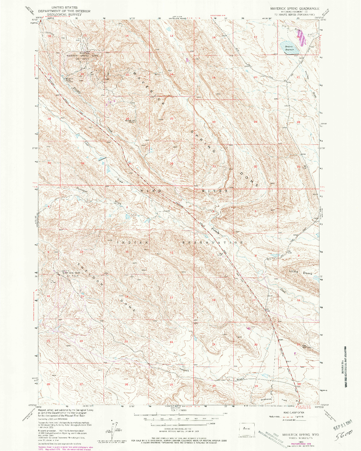 USGS 1:24000-SCALE QUADRANGLE FOR MAVERICK SPRING, WY 1951