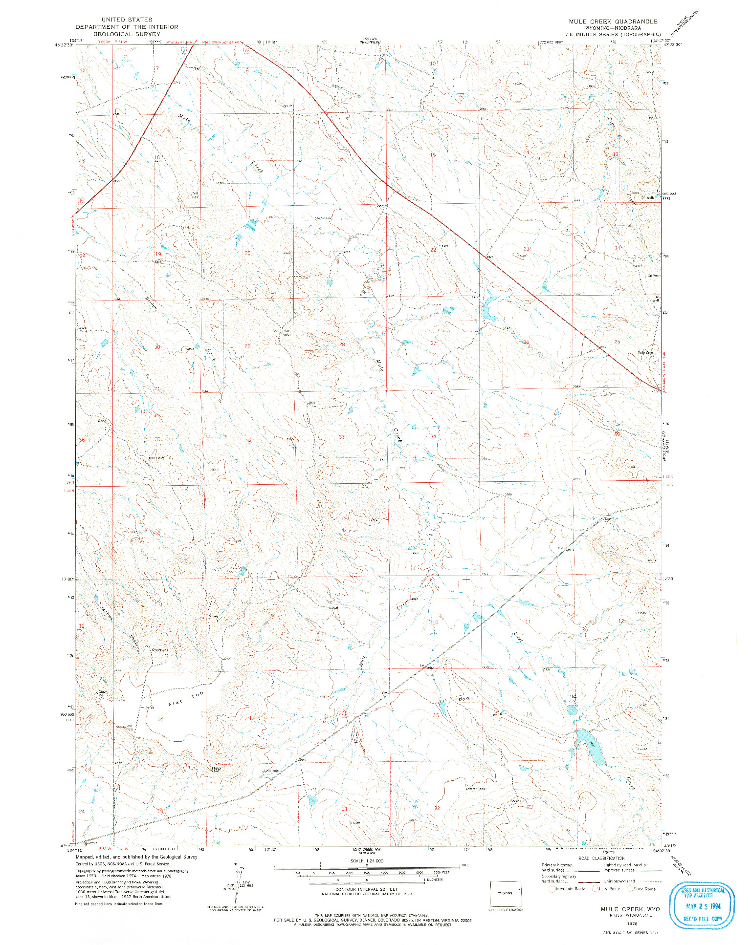 USGS 1:24000-SCALE QUADRANGLE FOR MULE CREEK, WY 1978