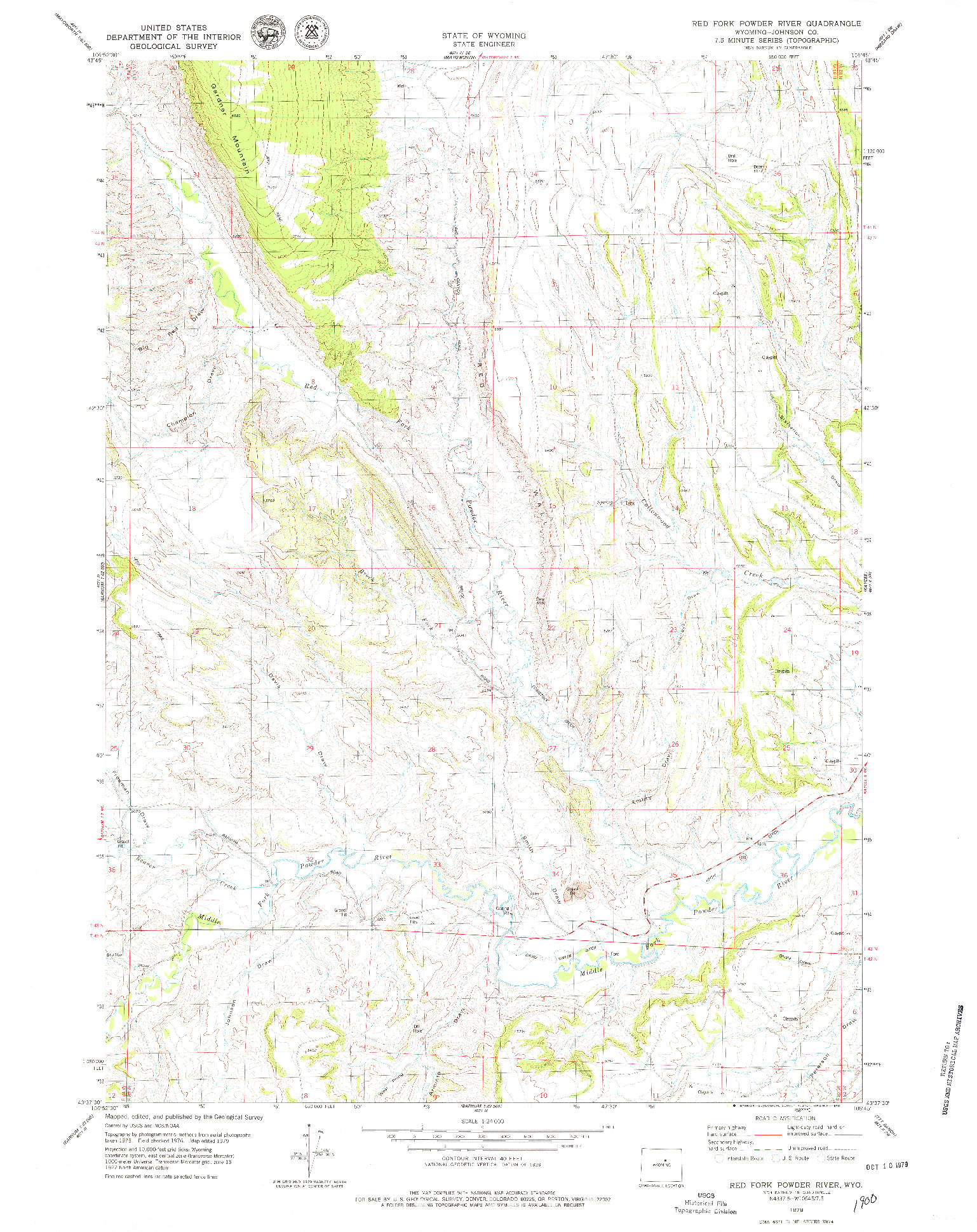 USGS 1:24000-SCALE QUADRANGLE FOR RED FORK POWDER RIVER, WY 1979