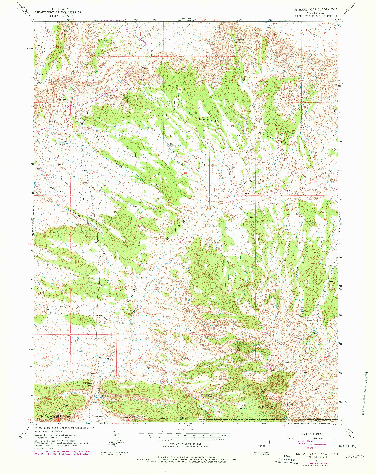 USGS 1:24000-SCALE QUADRANGLE FOR RICHARDS GAP, WY 1963