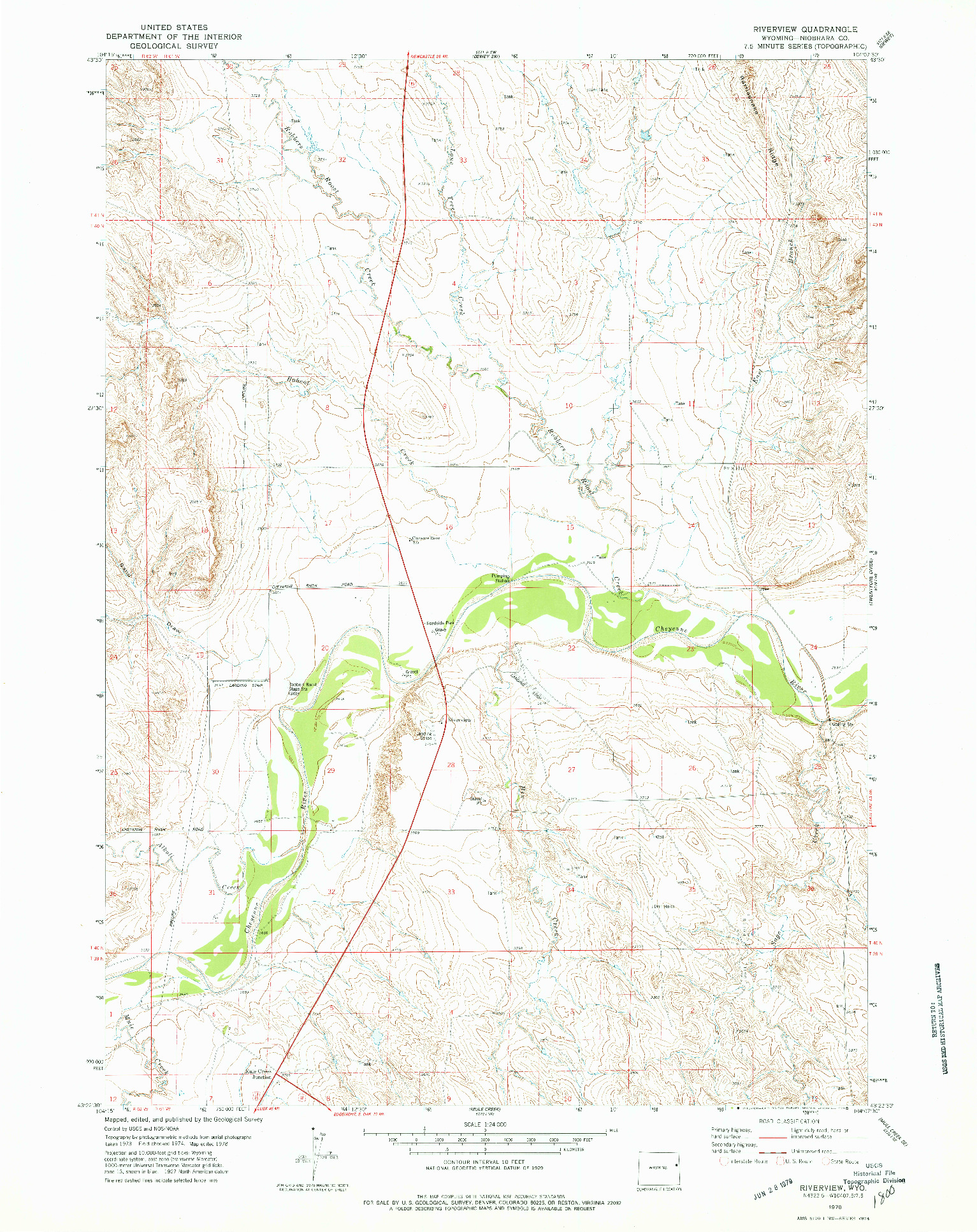 USGS 1:24000-SCALE QUADRANGLE FOR RIVERVIEW, WY 1978