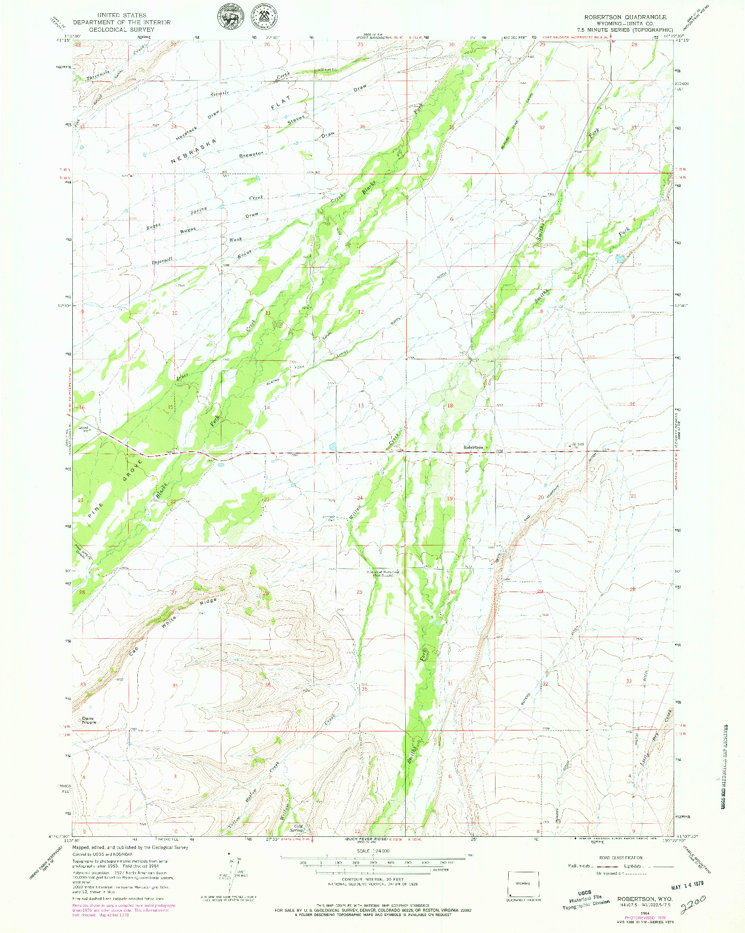 USGS 1:24000-SCALE QUADRANGLE FOR ROBERTSON, WY 1964