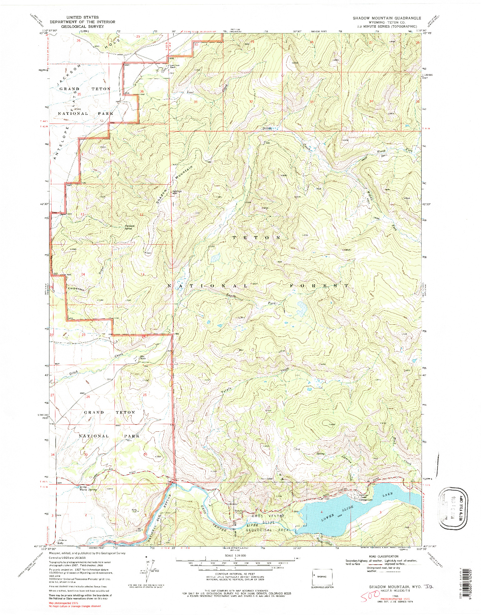 USGS 1:24000-SCALE QUADRANGLE FOR SHADOW MOUNTAIN, WY 1968