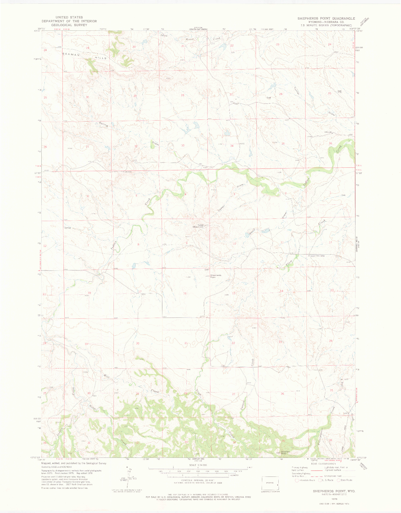 USGS 1:24000-SCALE QUADRANGLE FOR SHEPHERDS POINT, WY 1978