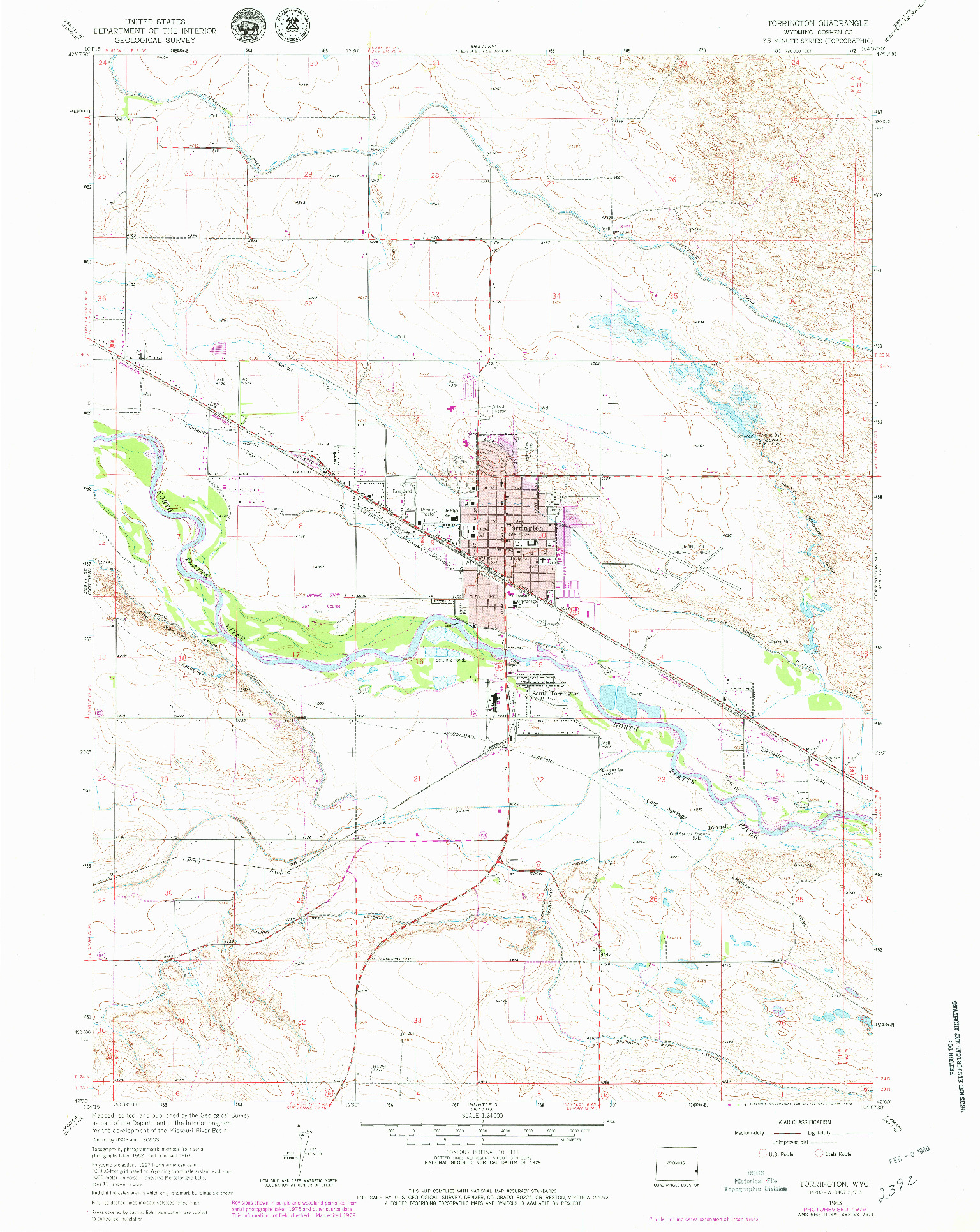 USGS 1:24000-SCALE QUADRANGLE FOR TORRINGTON, WY 1963