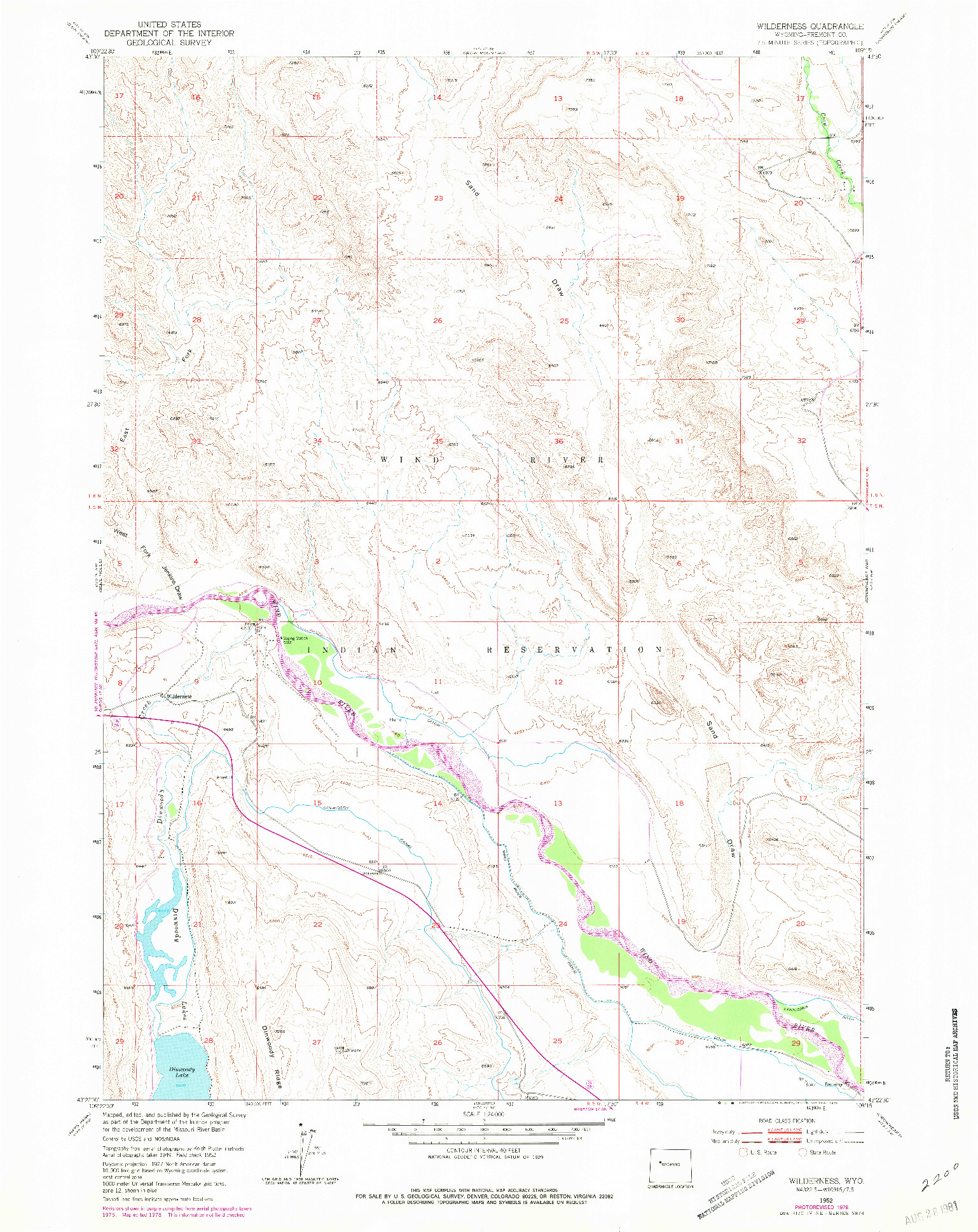 USGS 1:24000-SCALE QUADRANGLE FOR WILDERNESS, WY 1952