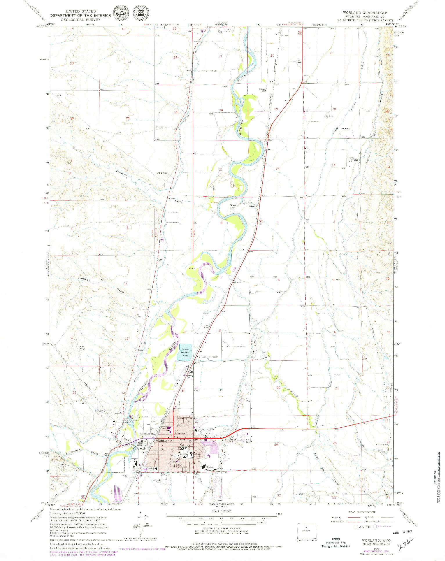 USGS 1:24000-SCALE QUADRANGLE FOR WORLAND, WY 1967