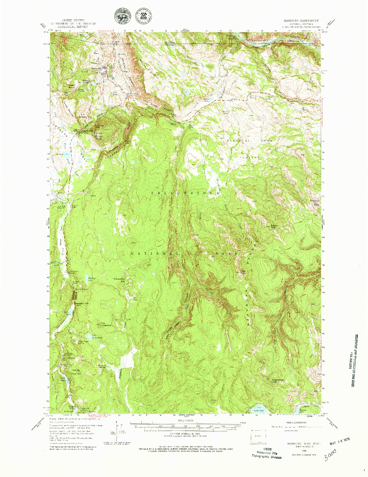 USGS 1:62500-SCALE QUADRANGLE FOR MAMMOTH, WY 1958