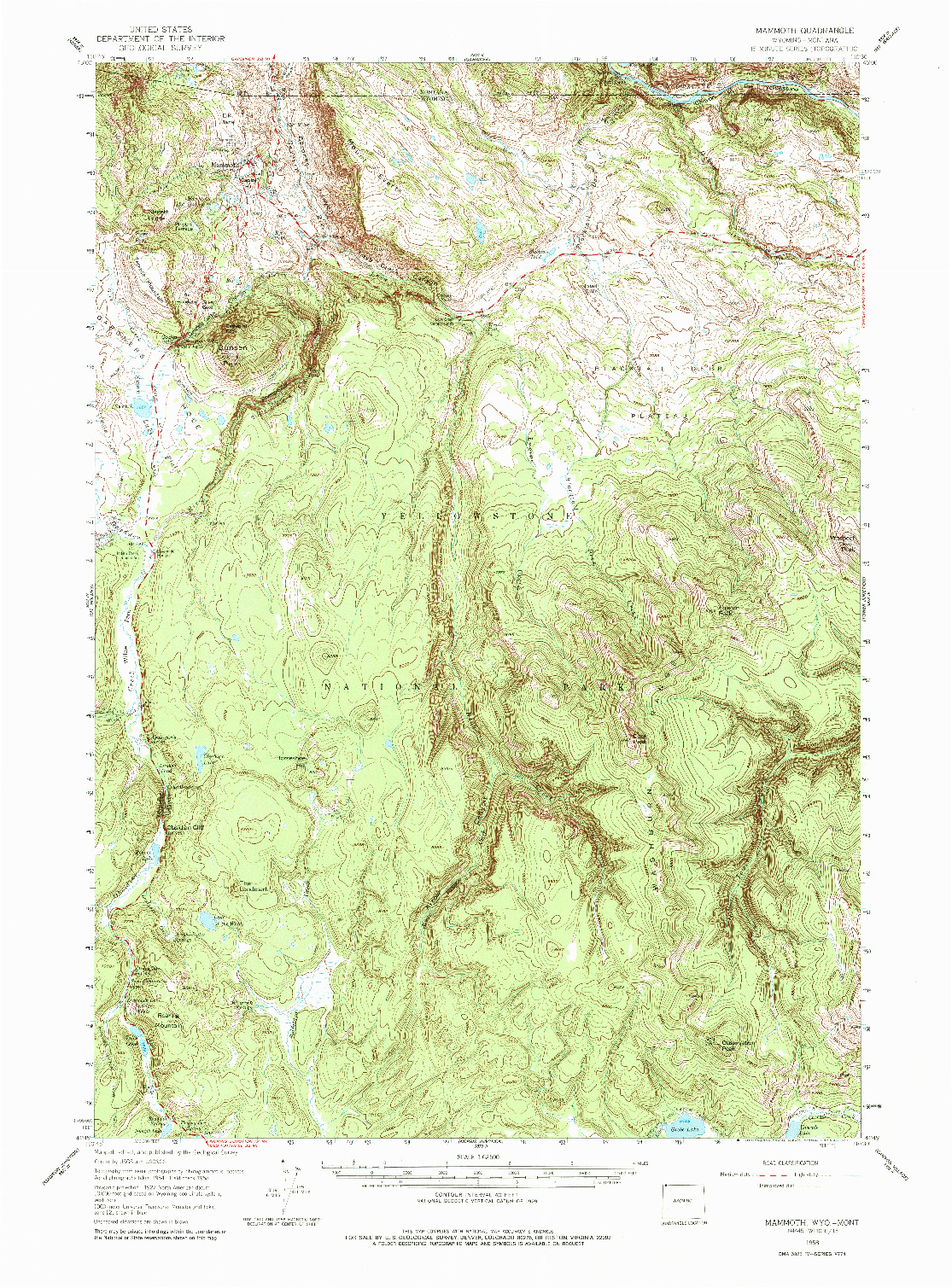 USGS 1:62500-SCALE QUADRANGLE FOR MAMMOTH, WY 1958