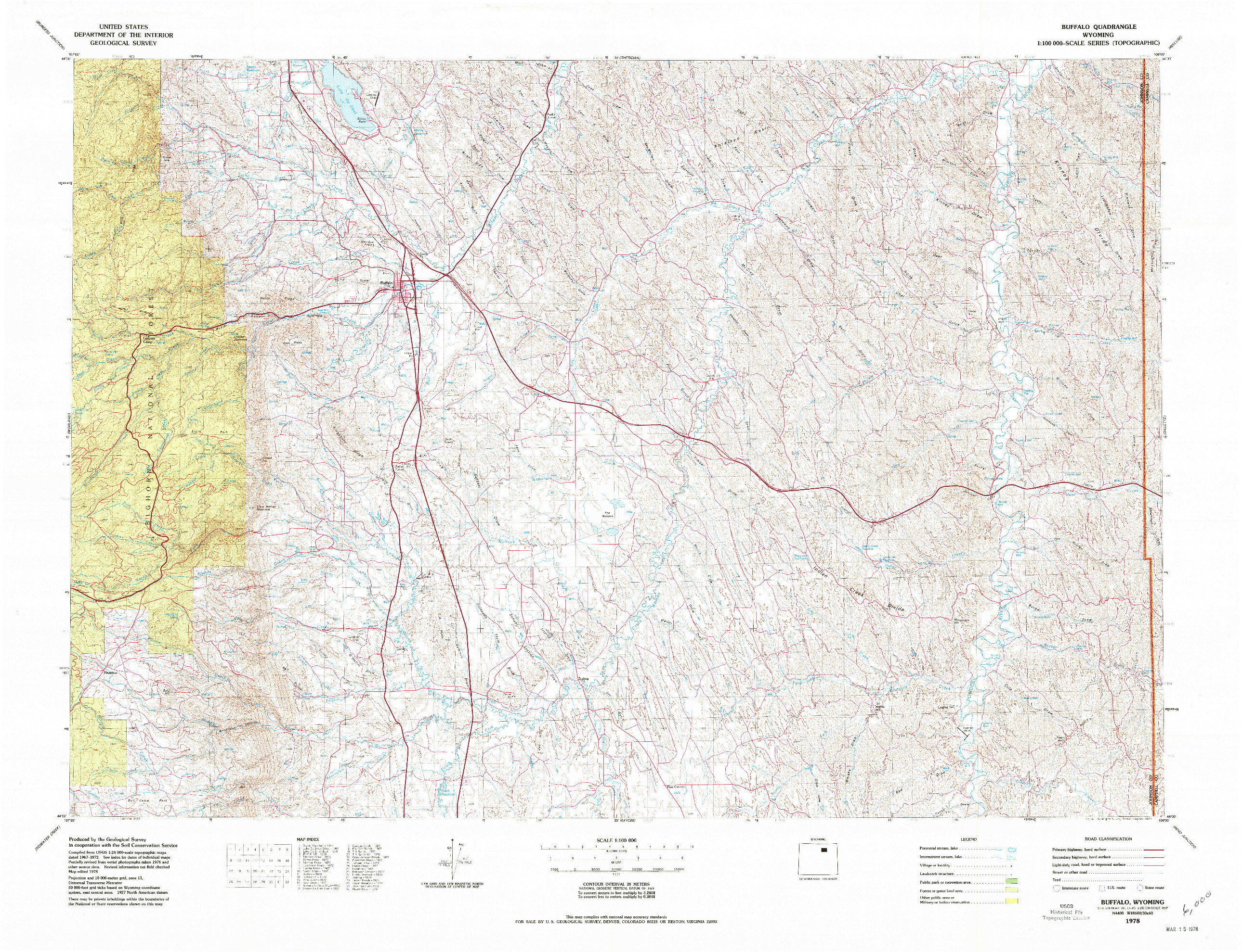 USGS 1:100000-SCALE QUADRANGLE FOR BUFFALO, WY 1978