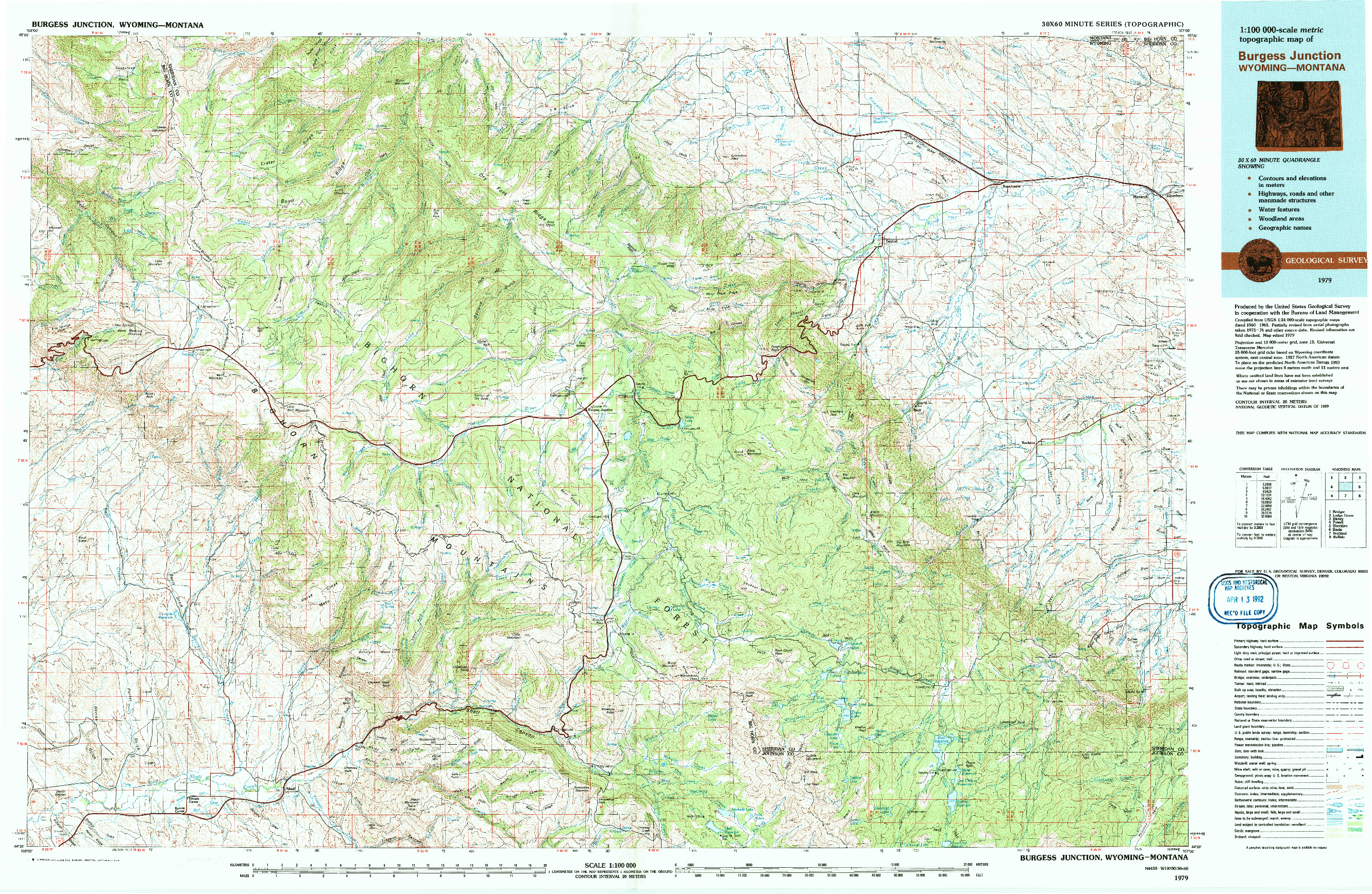USGS 1:100000-SCALE QUADRANGLE FOR BURGESS JUNCTION, WY 1979