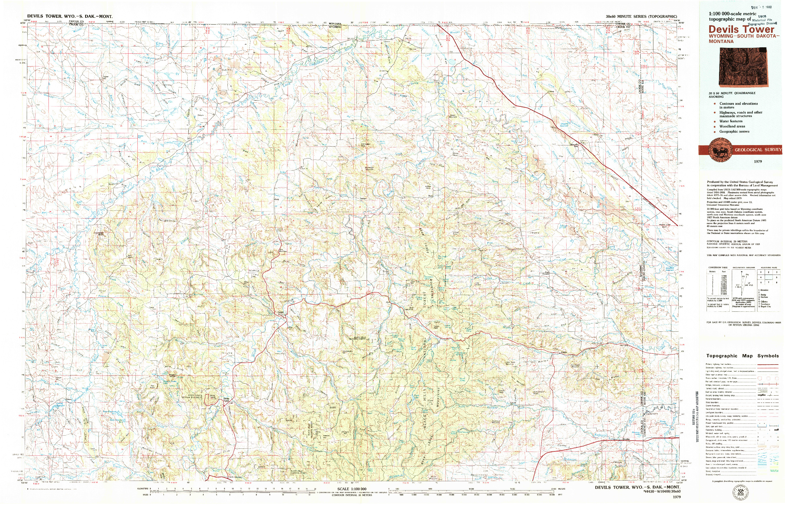 USGS 1:100000-SCALE QUADRANGLE FOR DEVILS TOWER, WY 1979