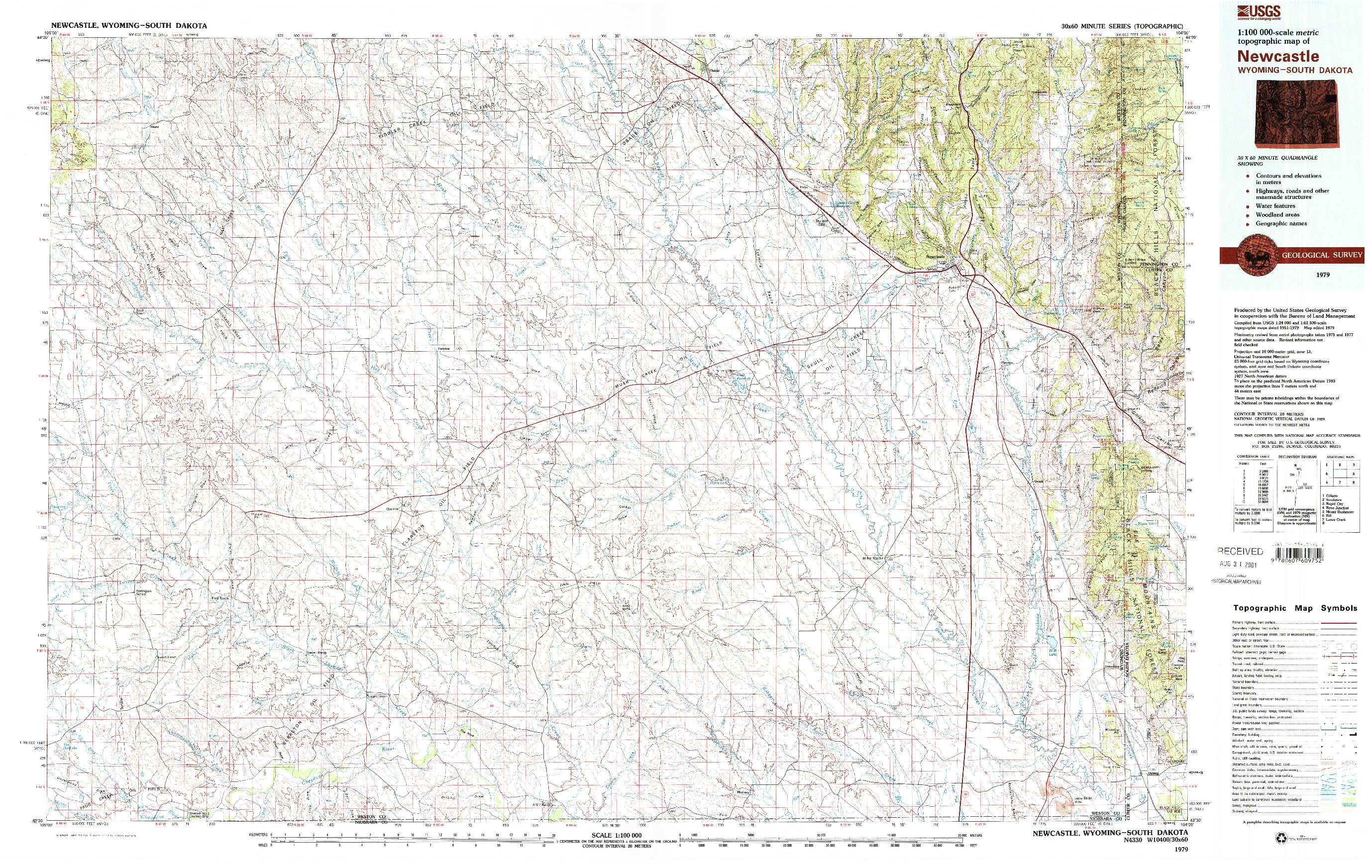 USGS 1:100000-SCALE QUADRANGLE FOR NEWCASTLE, WY 1979