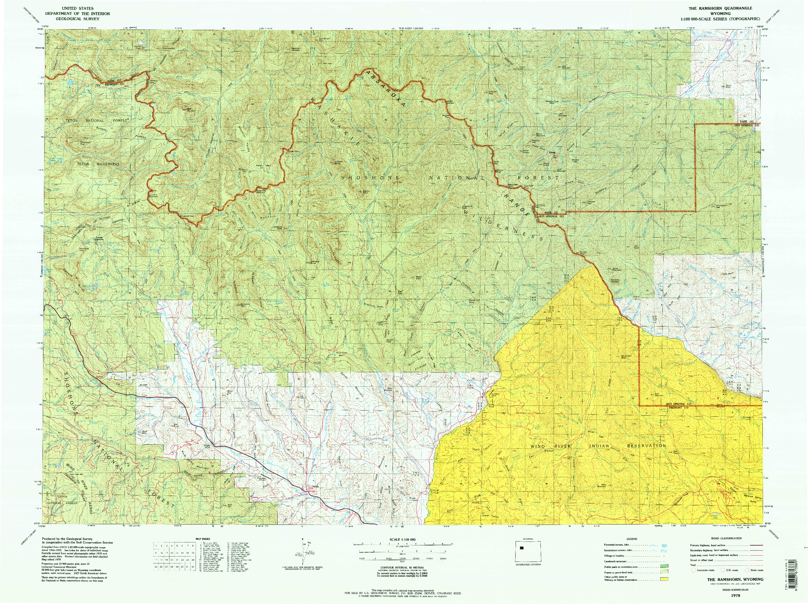 USGS 1:100000-SCALE QUADRANGLE FOR THE RAMSHORN, WY 1978