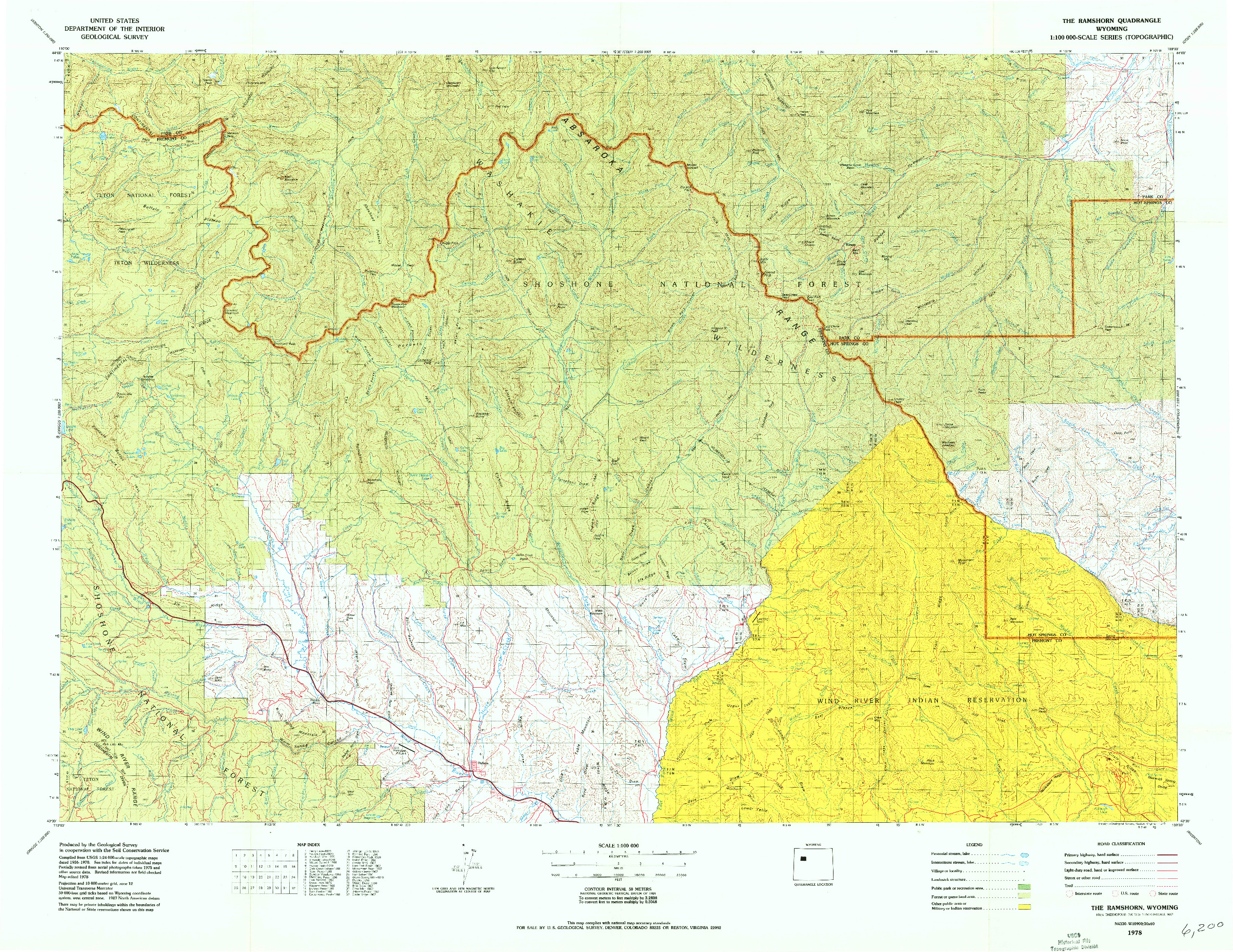 USGS 1:100000-SCALE QUADRANGLE FOR THE RAMSHORN, WY 1978