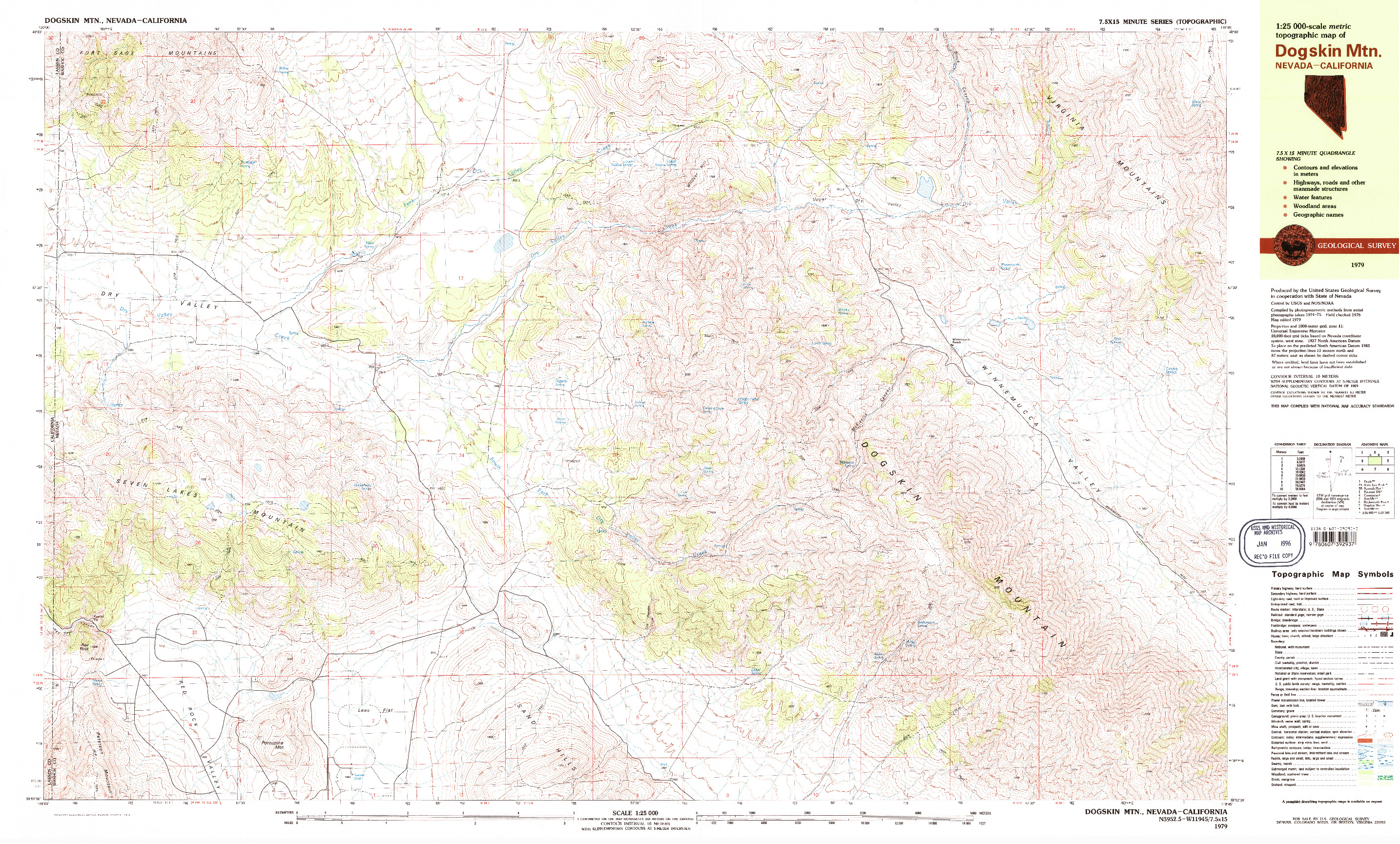 USGS 1:25000-SCALE QUADRANGLE FOR DOGSKIN MTN, NV 1979