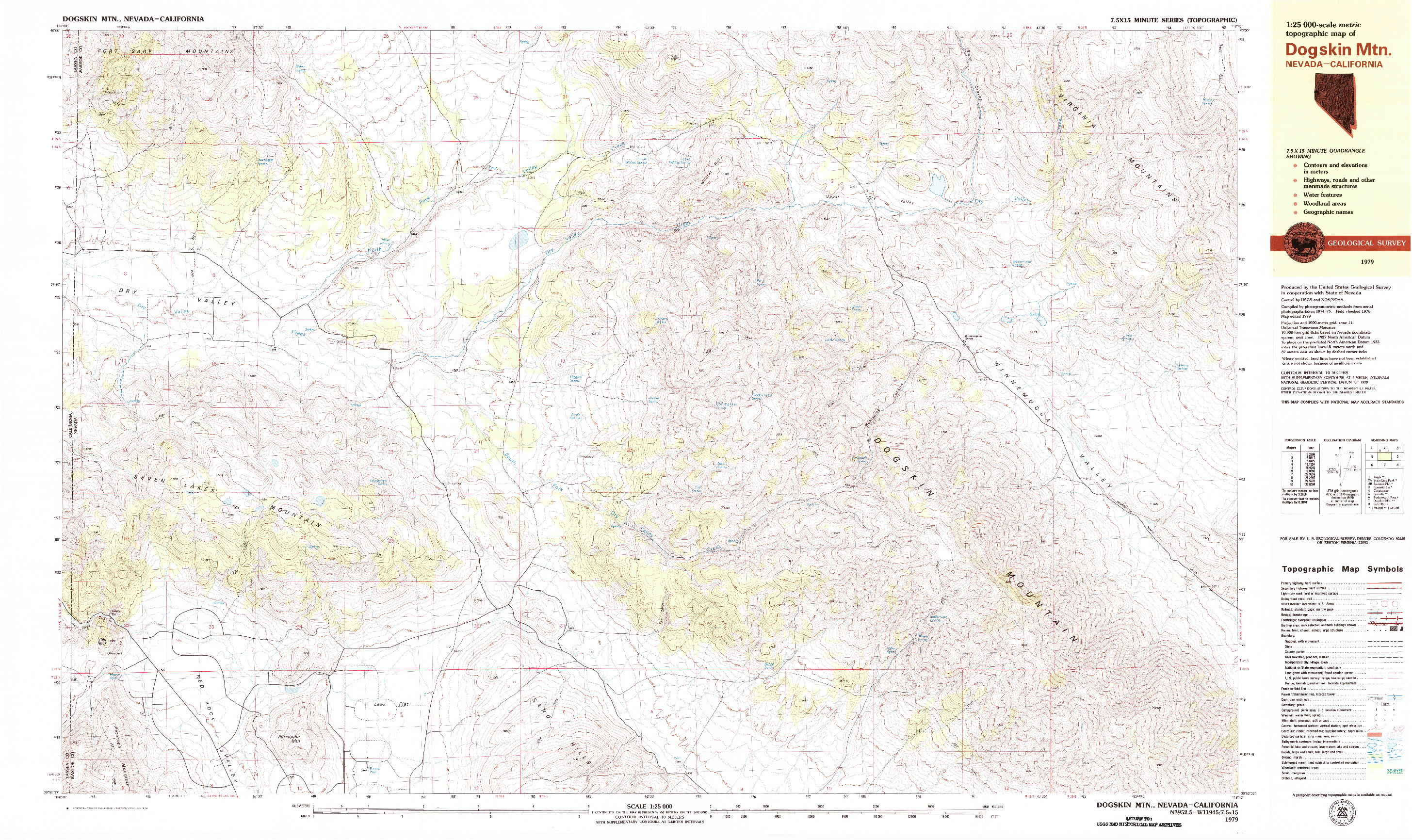 USGS 1:25000-SCALE QUADRANGLE FOR DOGSKIN MTN, NV 1979