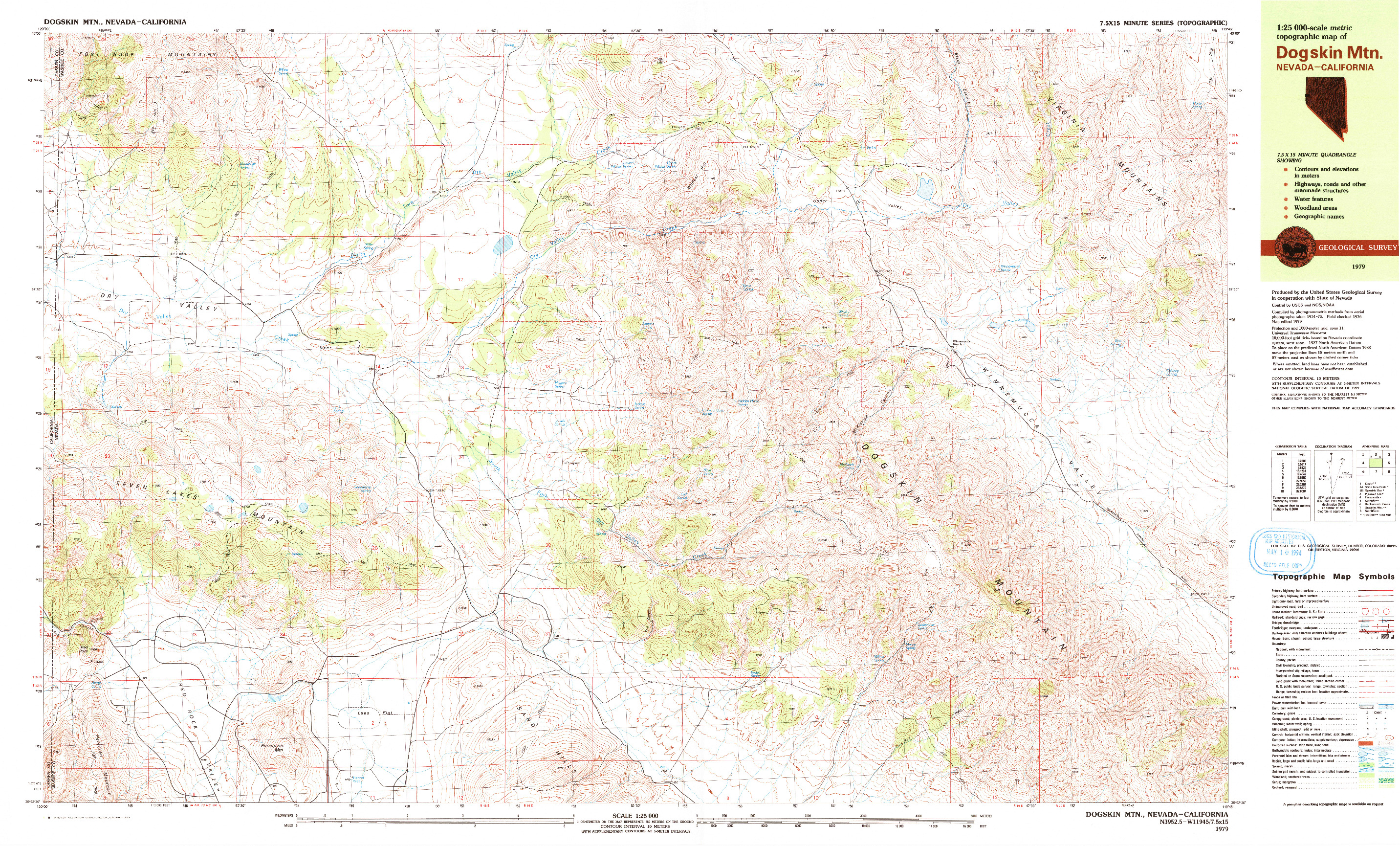 USGS 1:25000-SCALE QUADRANGLE FOR DOGSKIN MTN, NV 1979