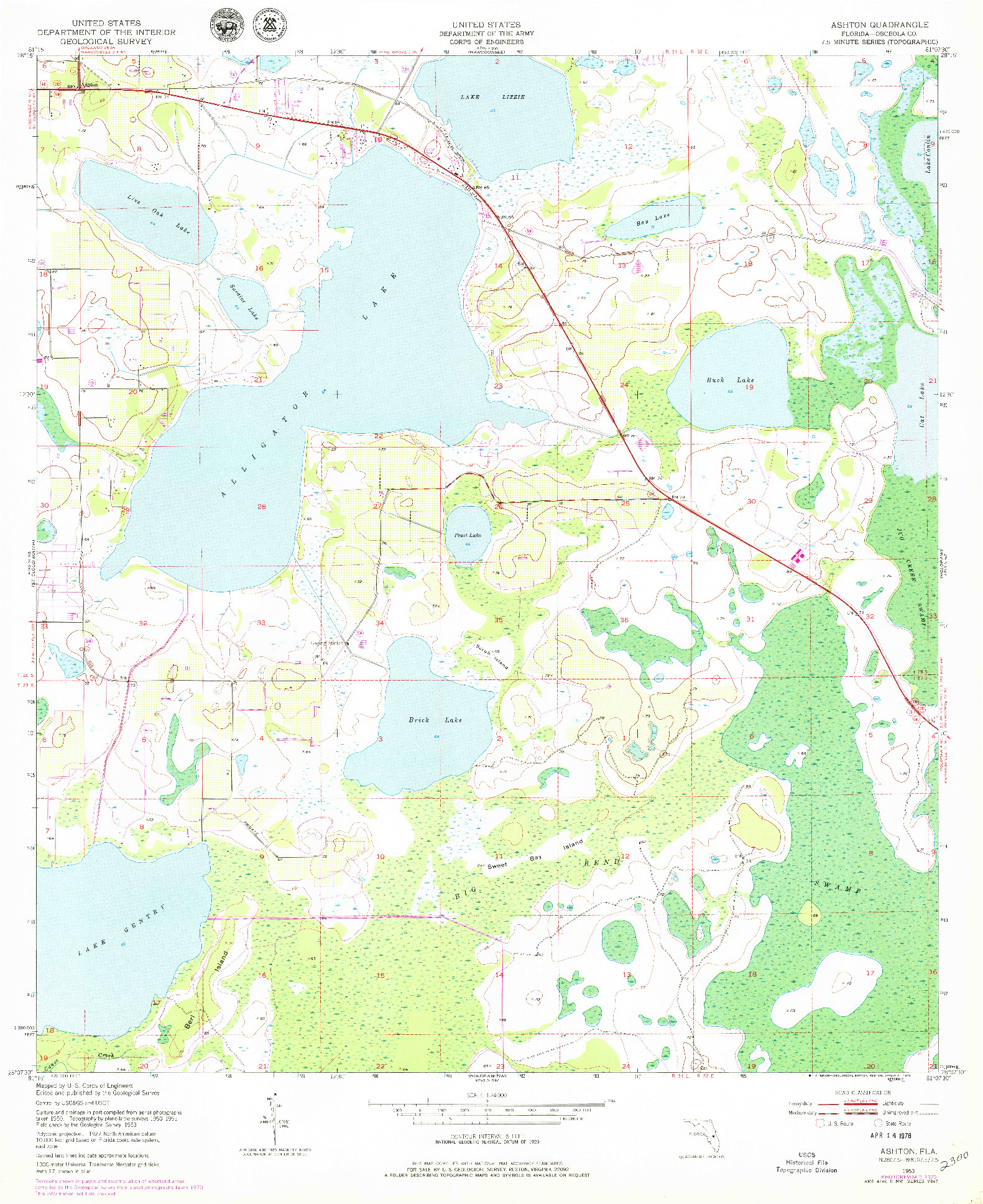 USGS 1:24000-SCALE QUADRANGLE FOR ASHTON, FL 1953
