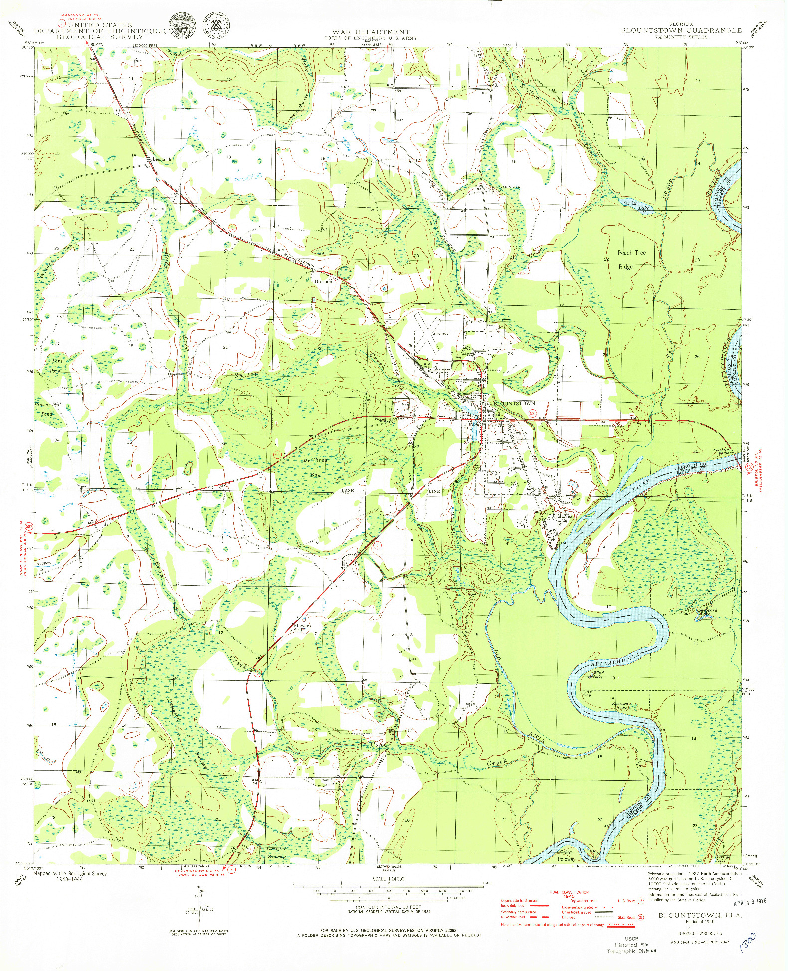 USGS 1:24000-SCALE QUADRANGLE FOR BLOUNTSTOWN, FL 1945