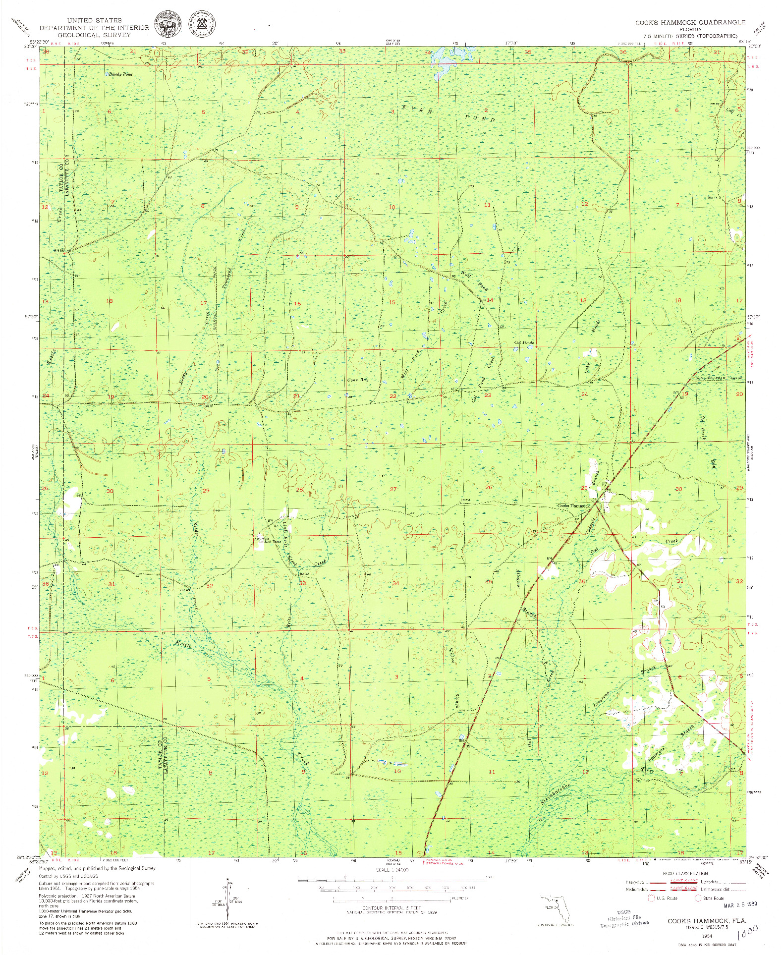 USGS 1:24000-SCALE QUADRANGLE FOR COOKS HAMMOCK, FL 1954