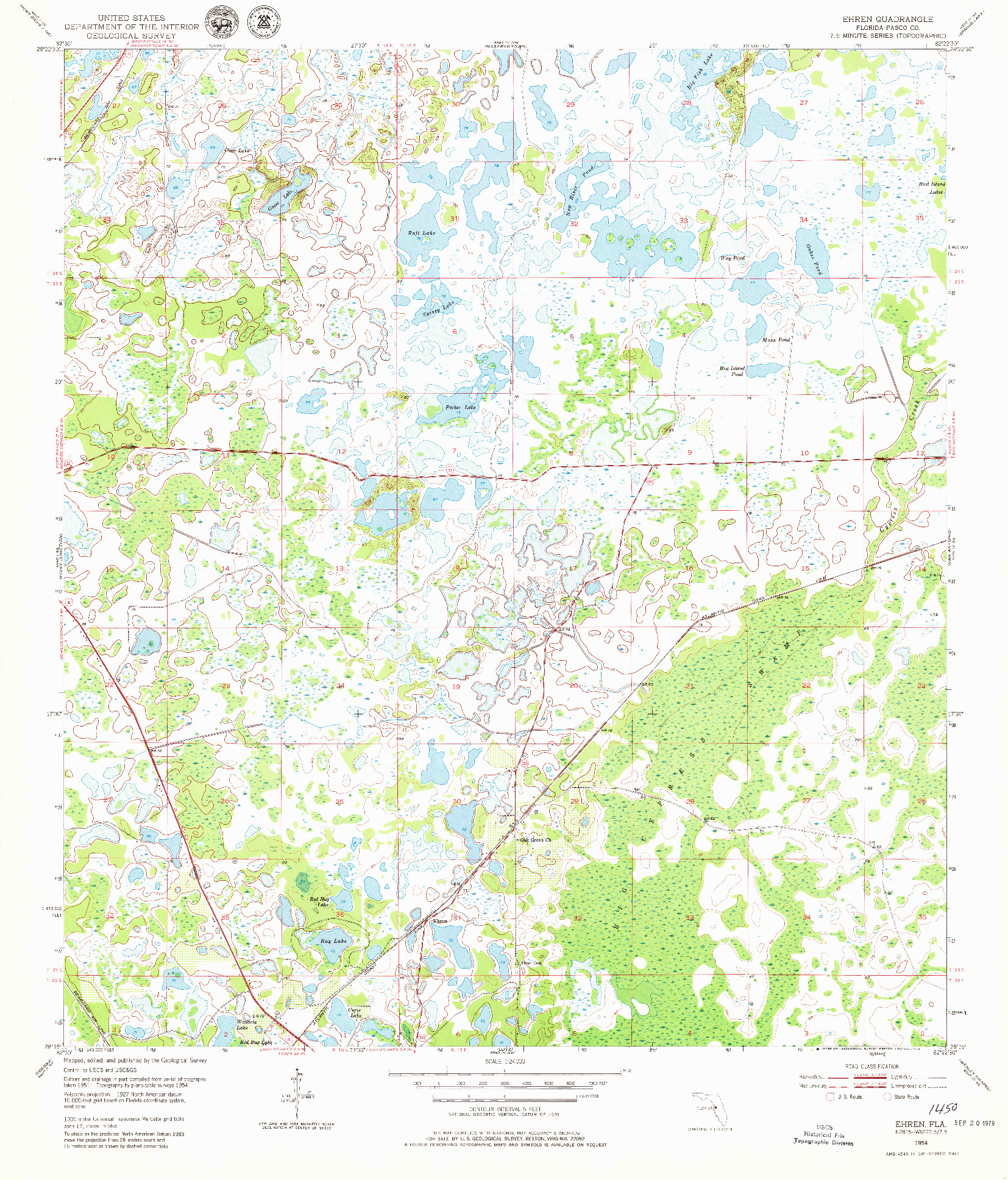 USGS 1:24000-SCALE QUADRANGLE FOR EHREN, FL 1954