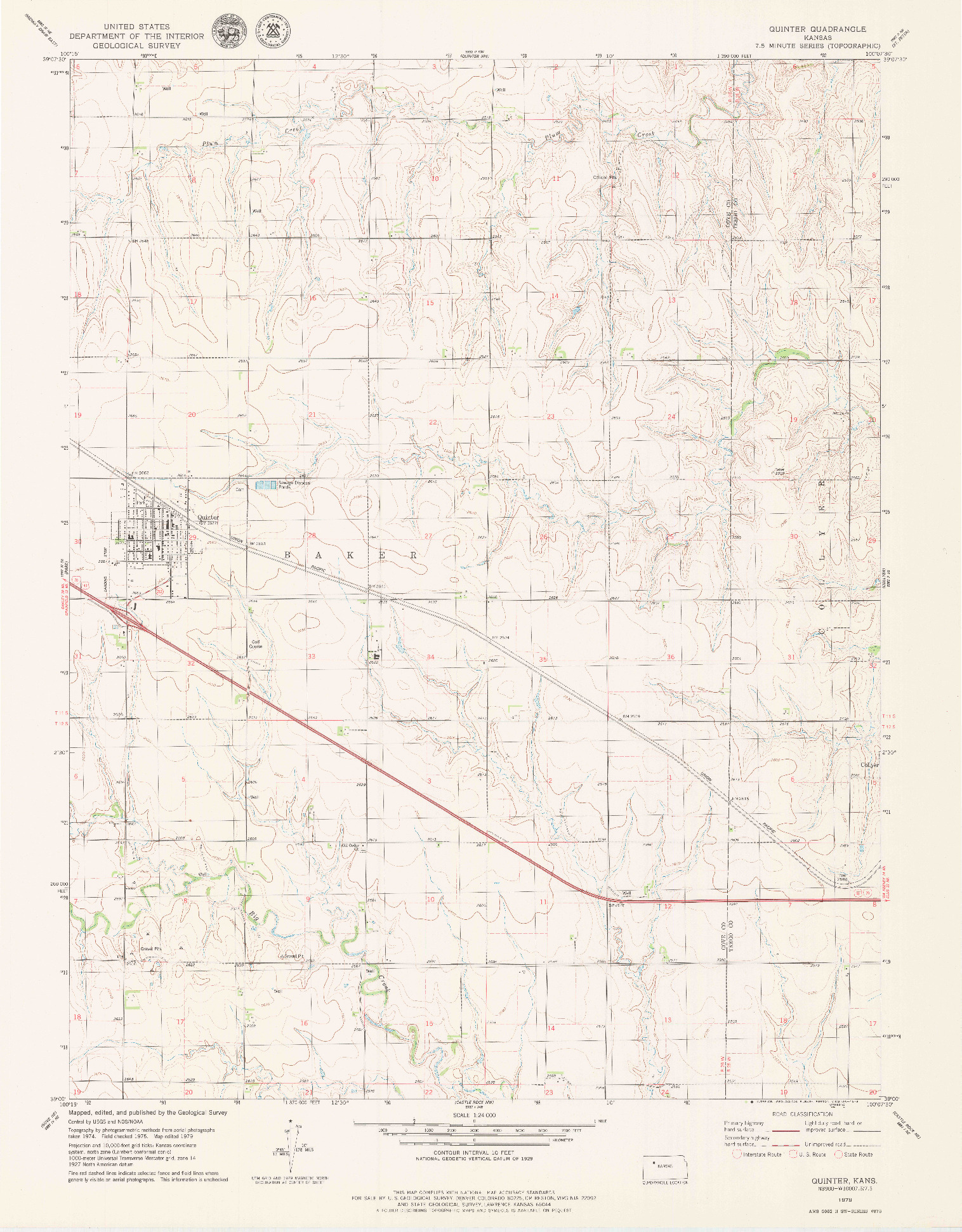 USGS 1:24000-SCALE QUADRANGLE FOR QUINTER, KS 1979