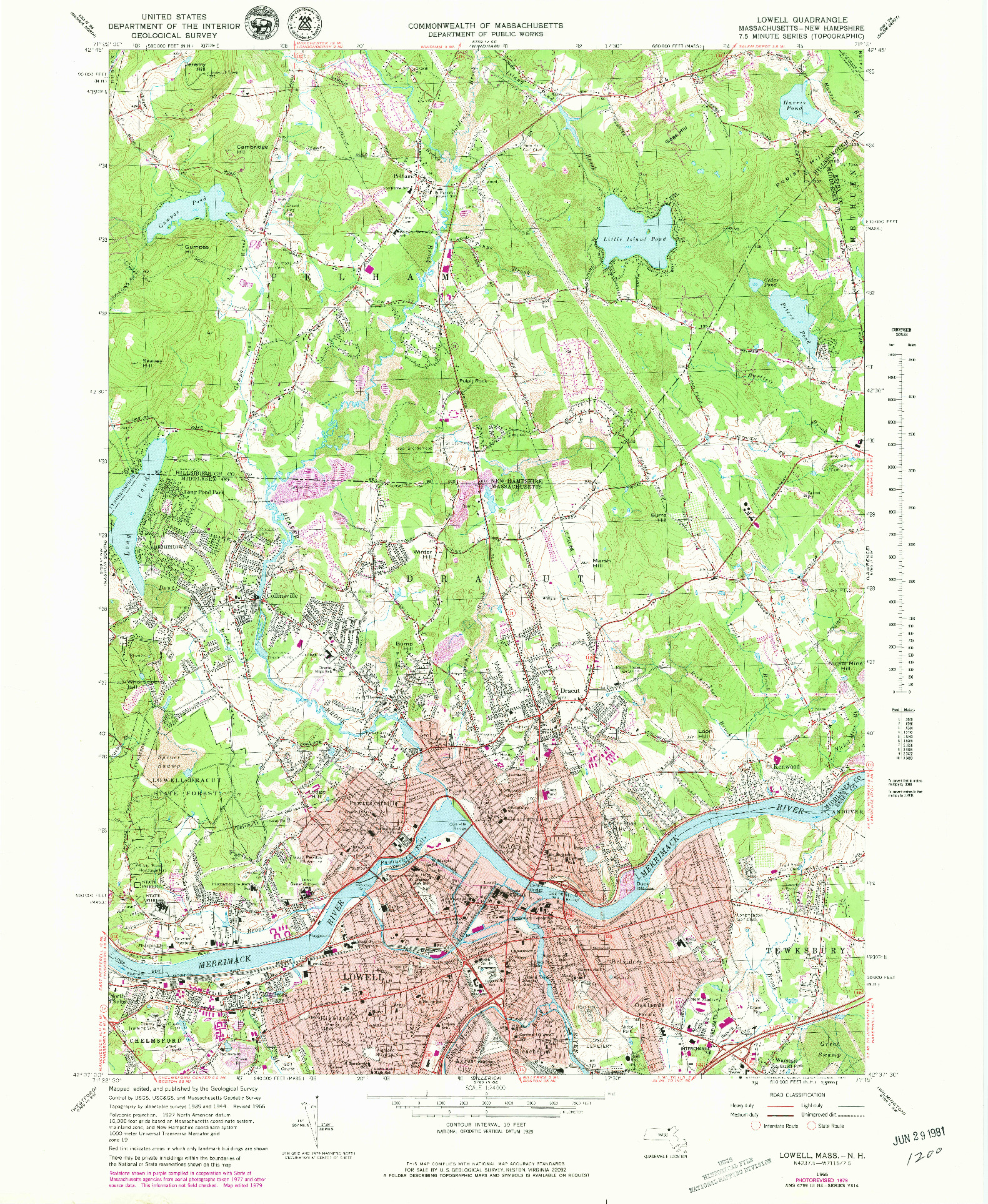 USGS 1:24000-SCALE QUADRANGLE FOR LOWELL, MA 1966