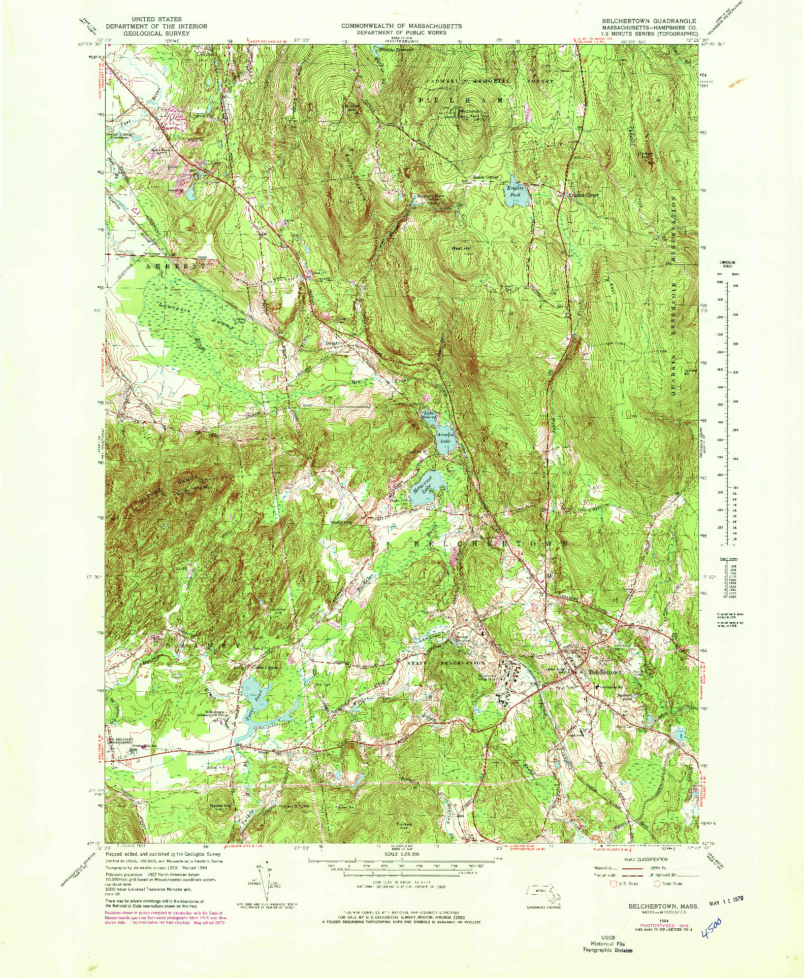 USGS 1:25000-SCALE QUADRANGLE FOR BELCHERTOWN, MA 1964