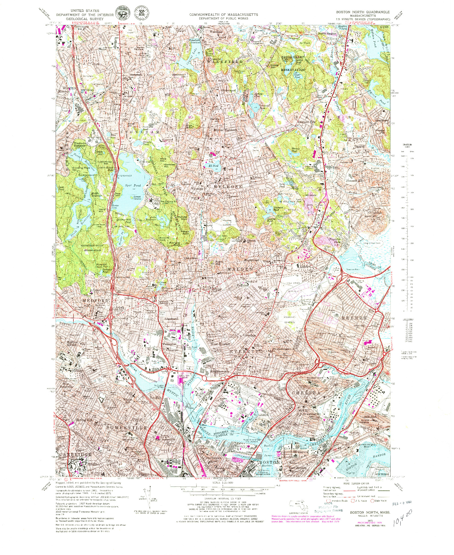 USGS 1:25000-SCALE QUADRANGLE FOR BOSTON NORTH, MA 1971