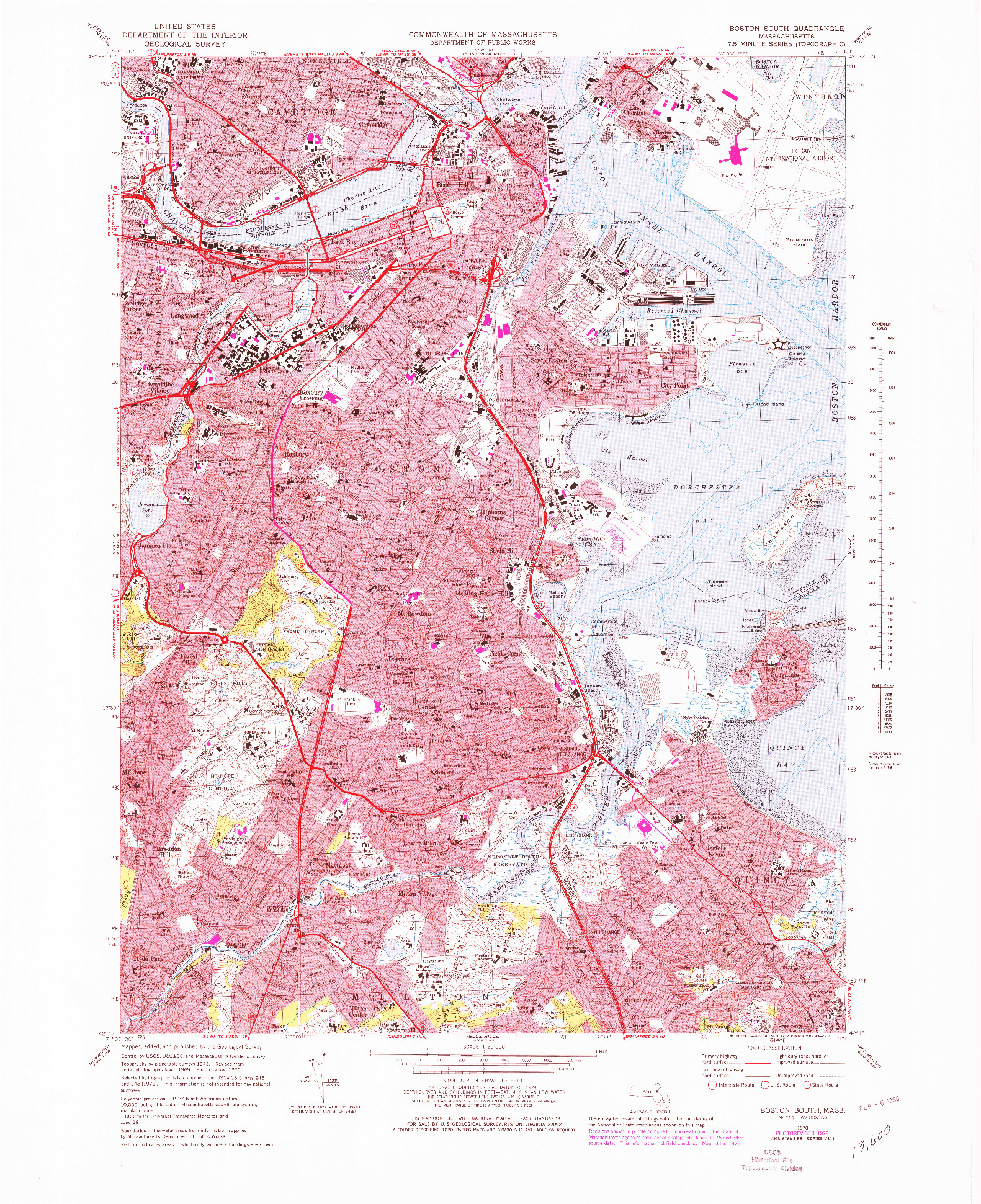 USGS 1:25000-SCALE QUADRANGLE FOR BOSTON SOUTH, MA 1970