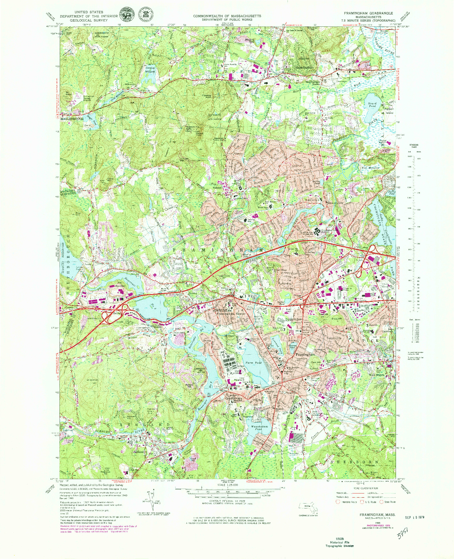 USGS 1:25000-SCALE QUADRANGLE FOR FRAMINGHAM, MA 1965