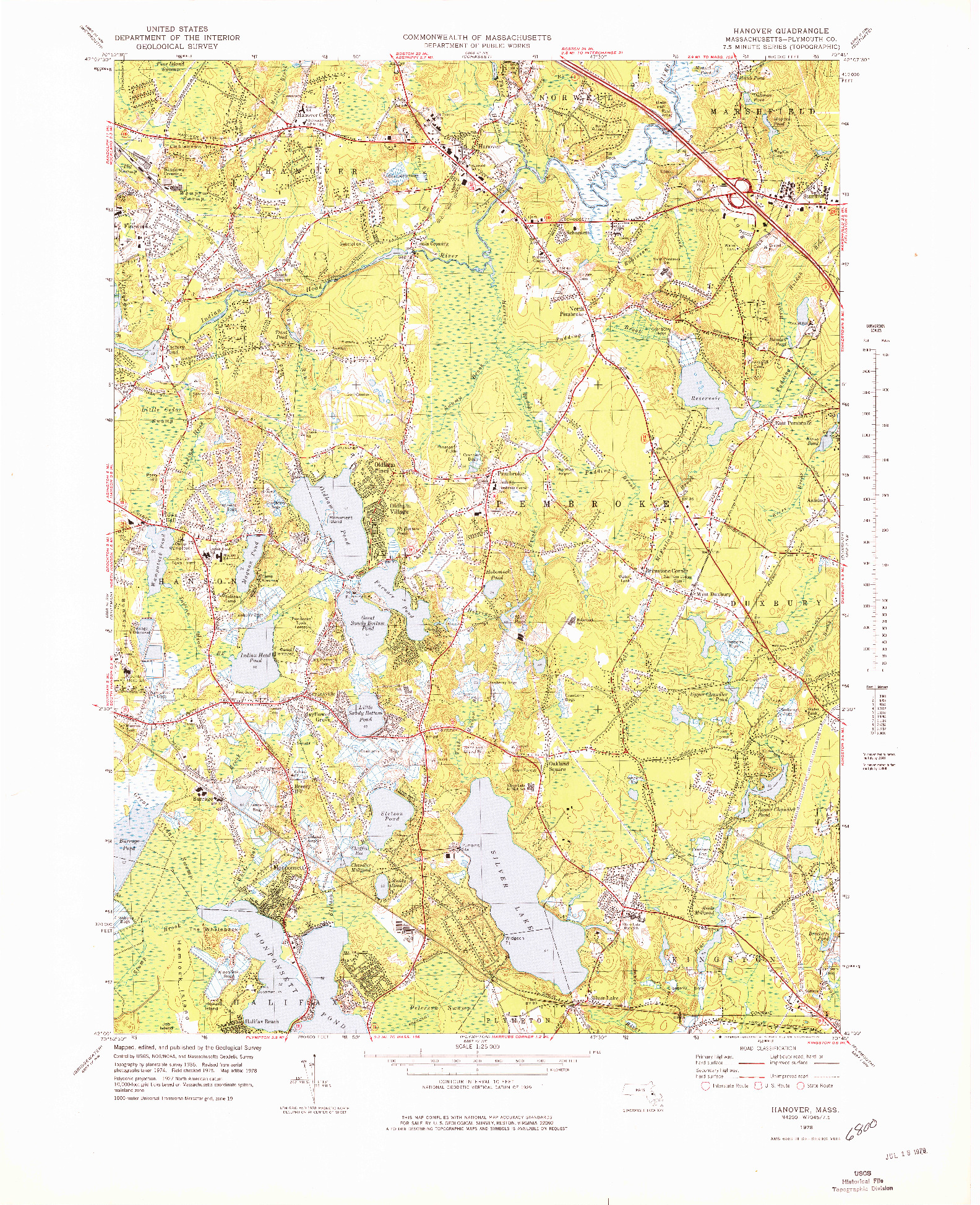 USGS 1:25000-SCALE QUADRANGLE FOR HANOVER, MA 1978