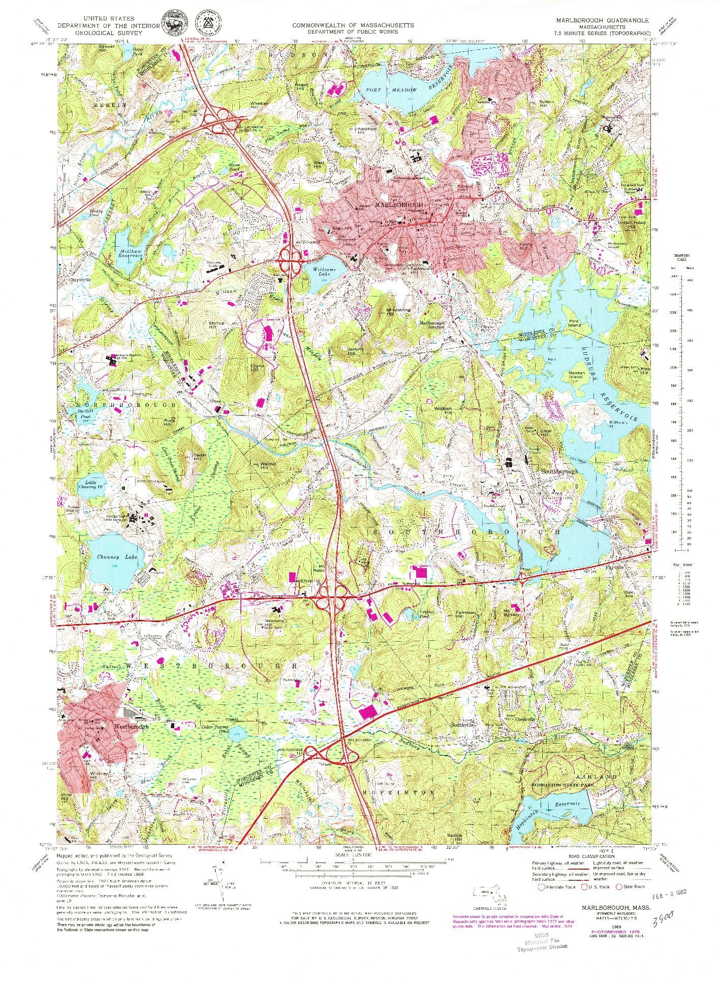 USGS 1:25000-SCALE QUADRANGLE FOR MARLBOROUGH, MA 1969