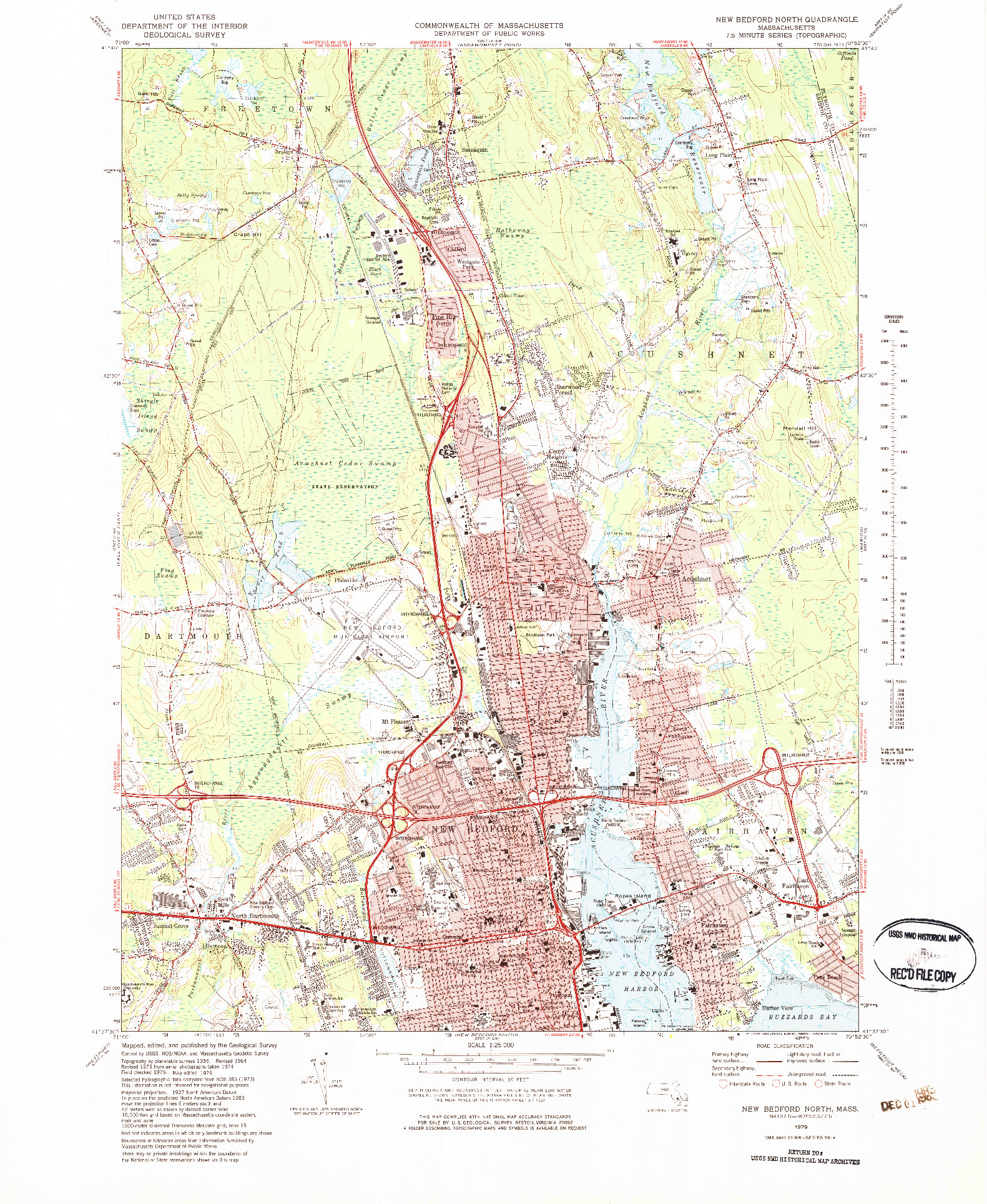 USGS 1:25000-SCALE QUADRANGLE FOR NEW BEDFORD NORTH, MA 1979