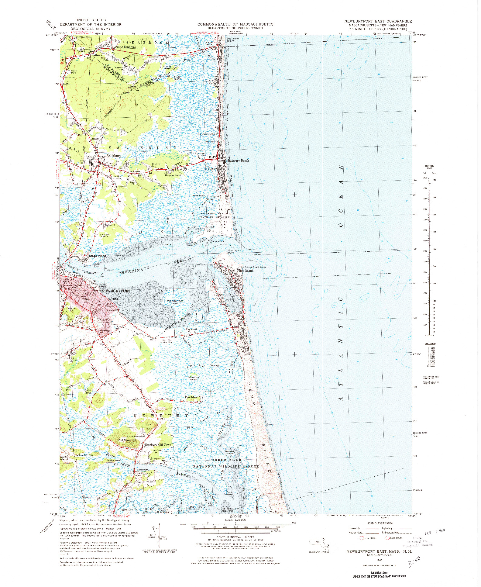 USGS 1:25000-SCALE QUADRANGLE FOR NEWBURYPORT EAST, MA 1966