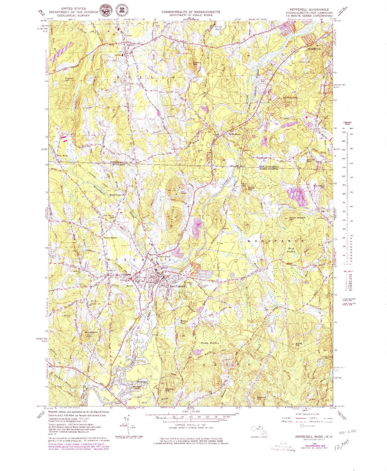 USGS 1:25000-SCALE QUADRANGLE FOR PEPPERELL, MA 1965