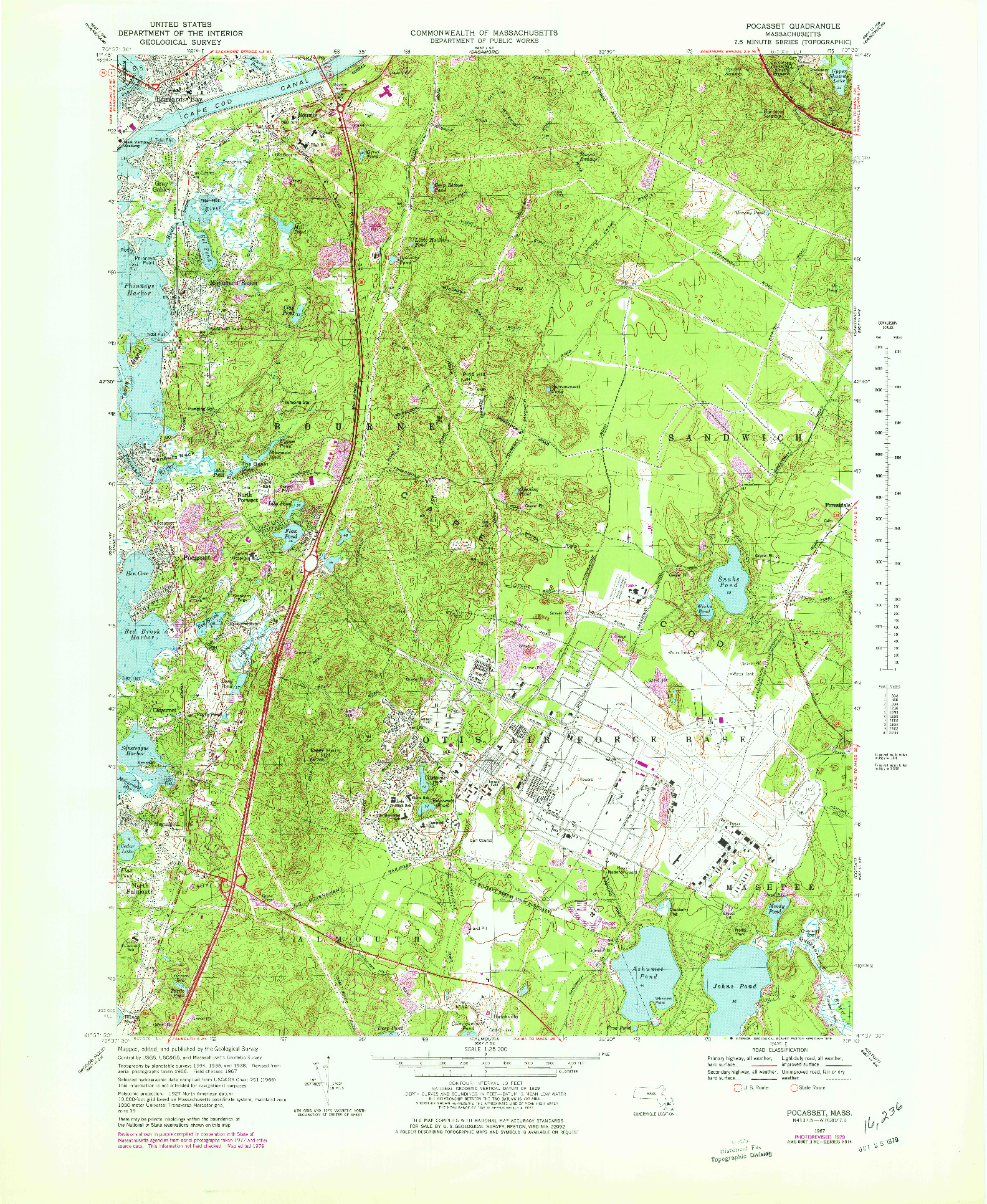 USGS 1:25000-SCALE QUADRANGLE FOR POCASSET, MA 1967