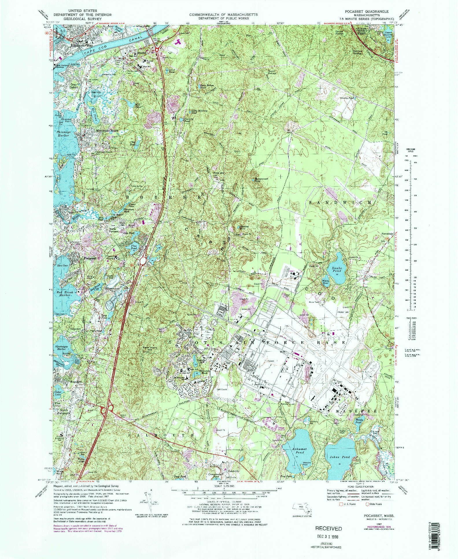 USGS 1:25000-SCALE QUADRANGLE FOR POCASSET, MA 1967