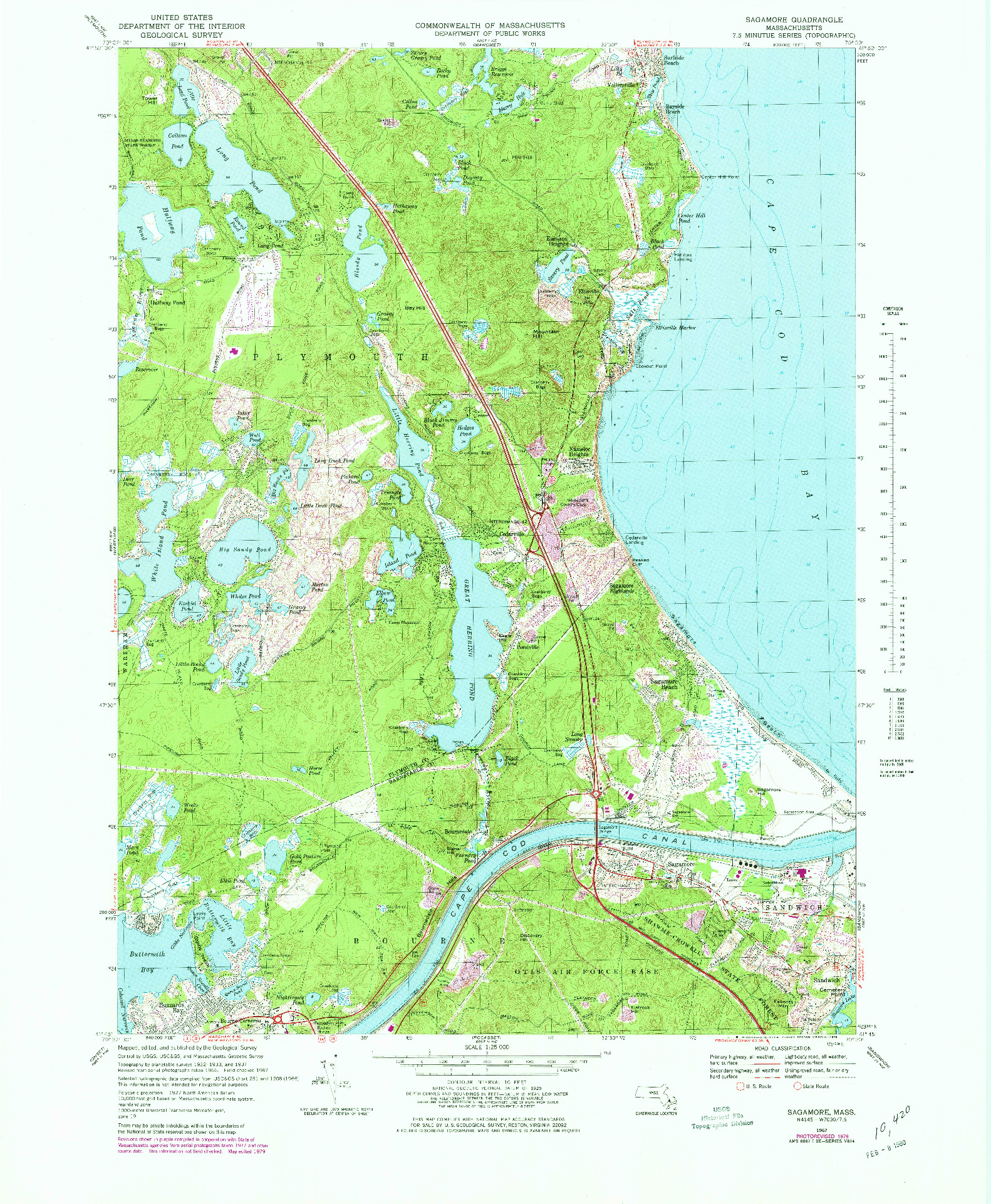 USGS 1:25000-SCALE QUADRANGLE FOR SAGAMORE, MA 1967