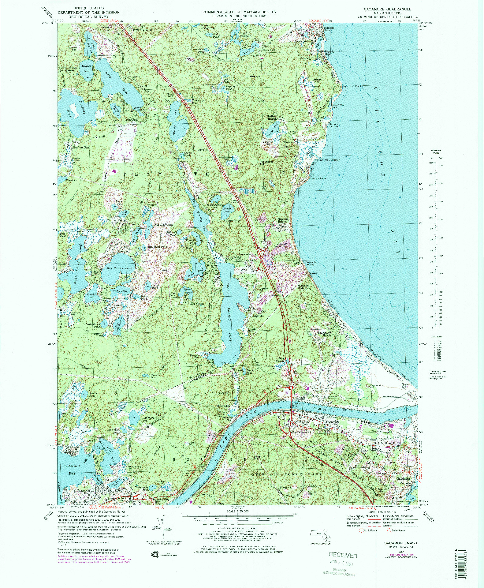 USGS 1:25000-SCALE QUADRANGLE FOR SAGAMORE, MA 1967
