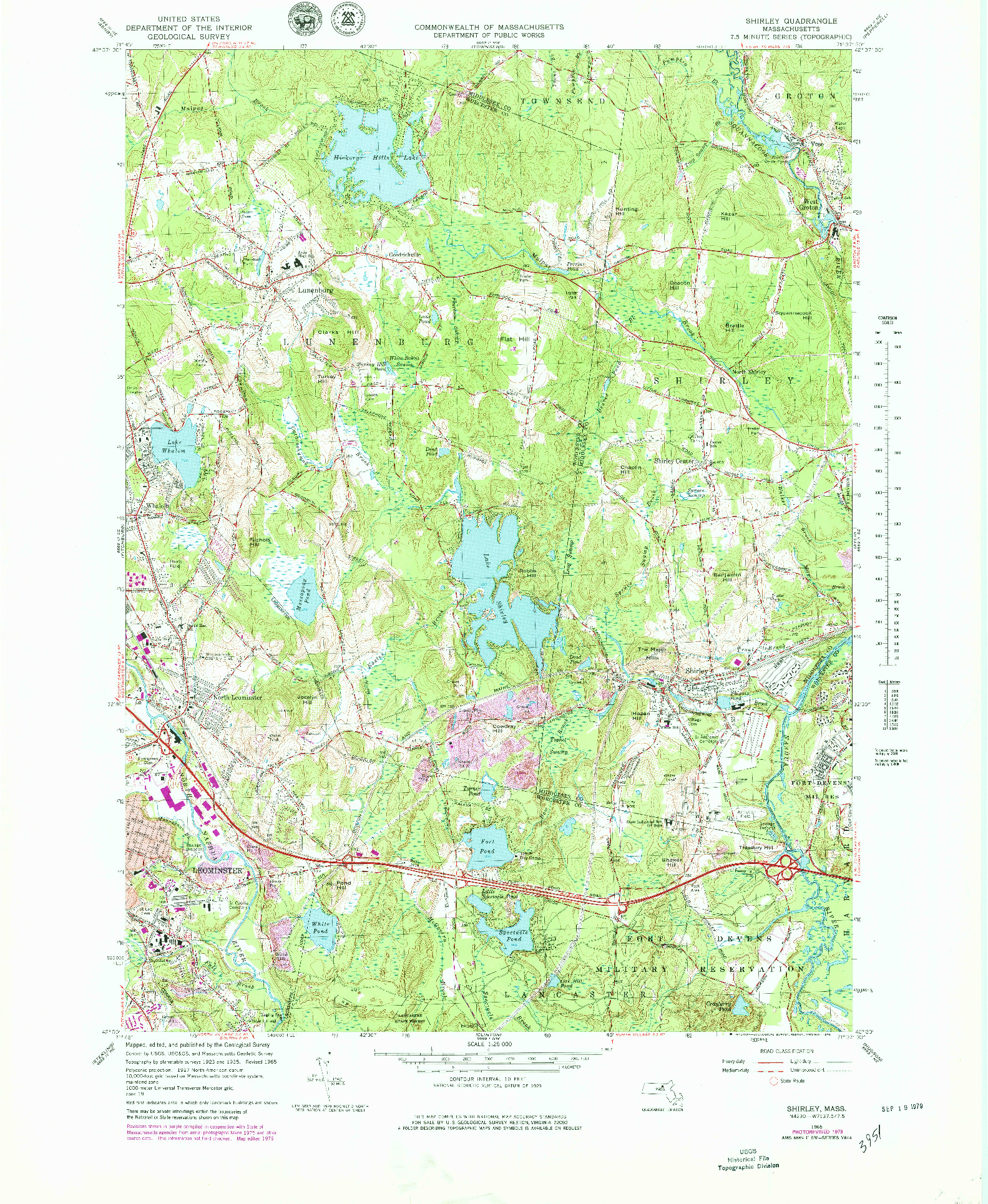 USGS 1:25000-SCALE QUADRANGLE FOR SHIRLEY, MA 1965