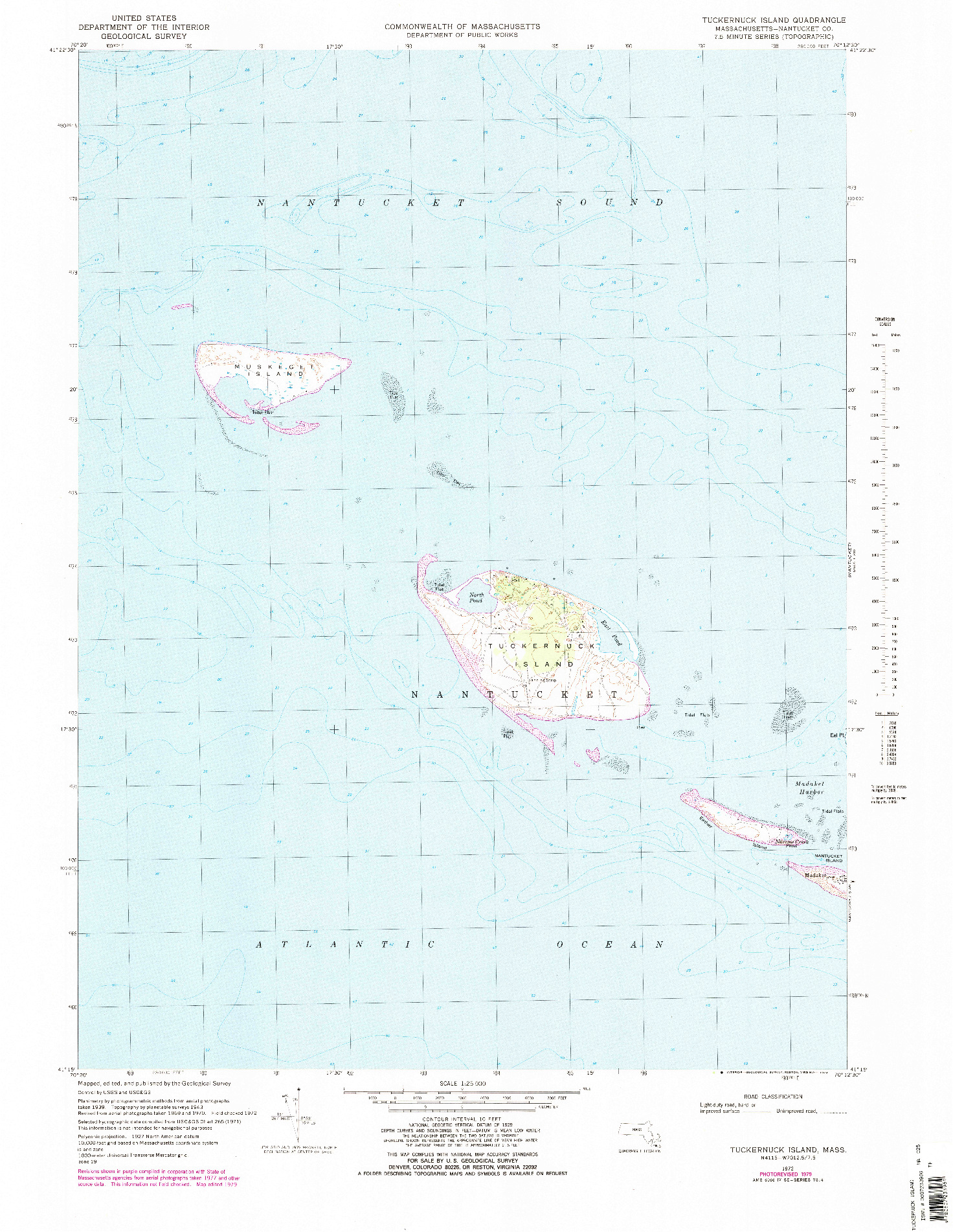 USGS 1:25000-SCALE QUADRANGLE FOR TUCKERNUCK ISLAND, MA 1972