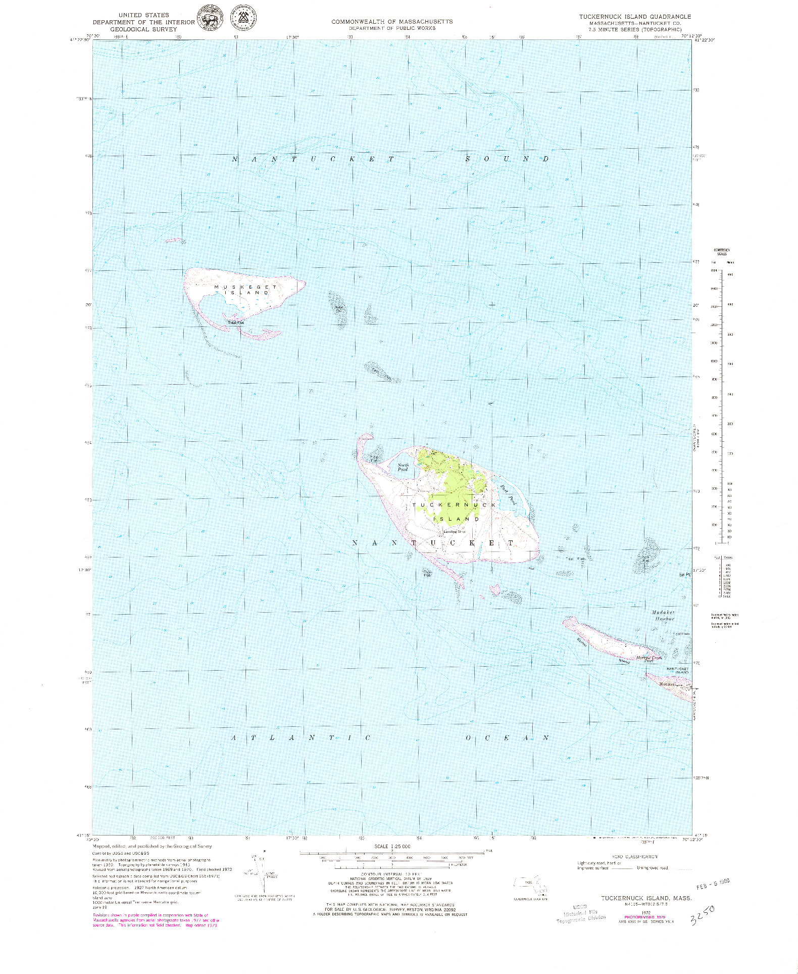 USGS 1:25000-SCALE QUADRANGLE FOR TUCKERNUCK ISLAND, MA 1972