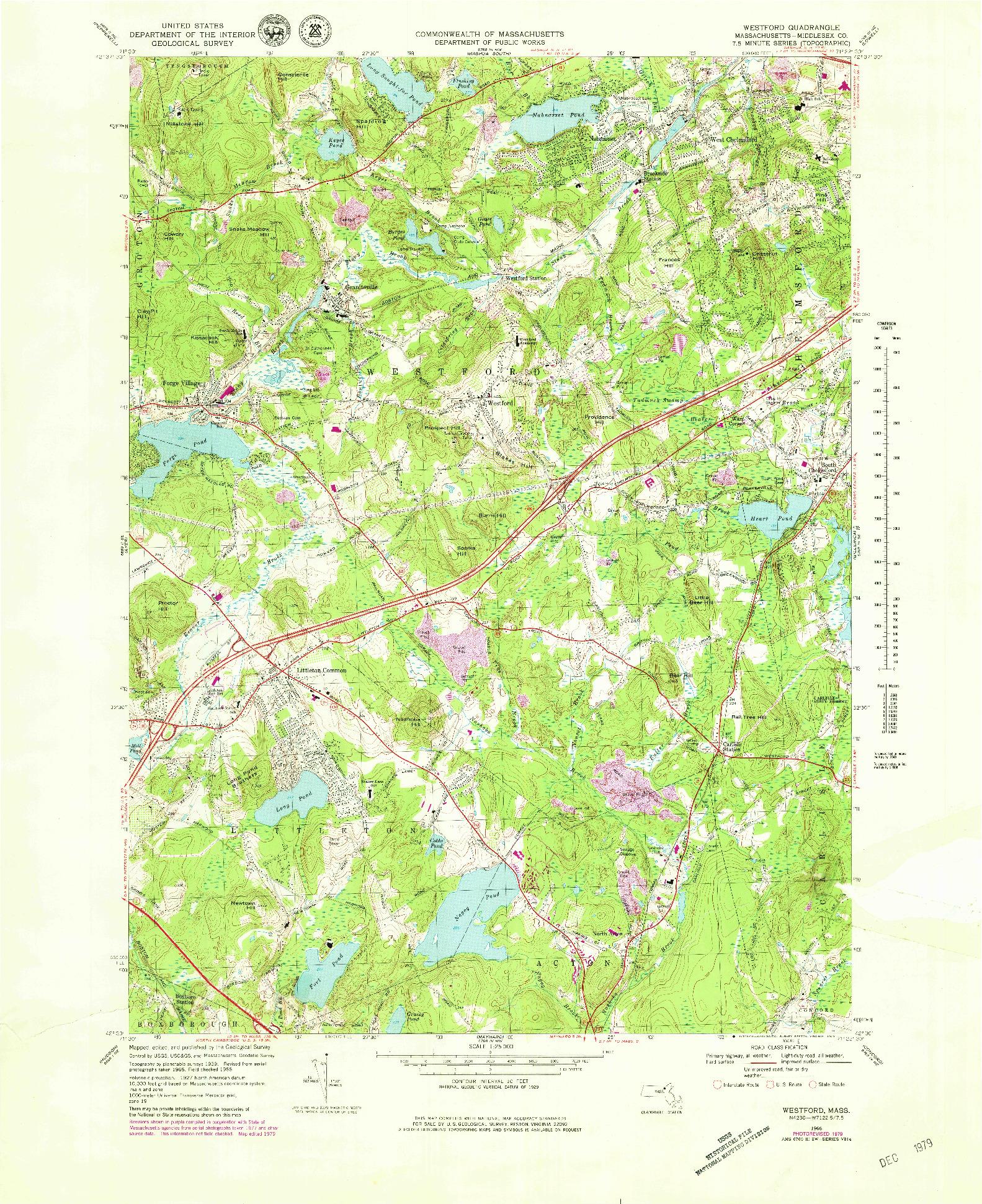 USGS 1:25000-SCALE QUADRANGLE FOR WESTFORD, MA 1966