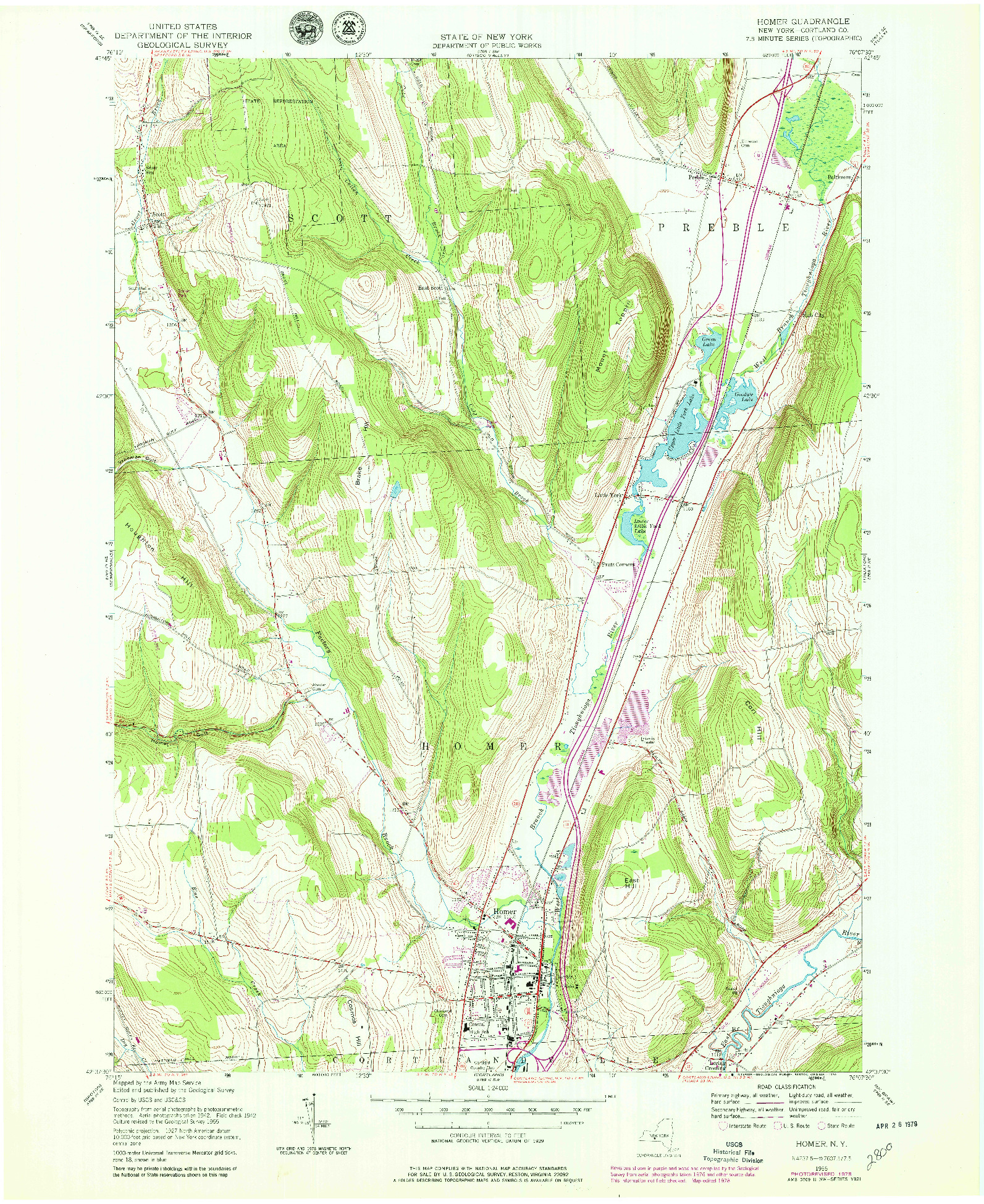 USGS 1:24000-SCALE QUADRANGLE FOR HOMER, NY 1978