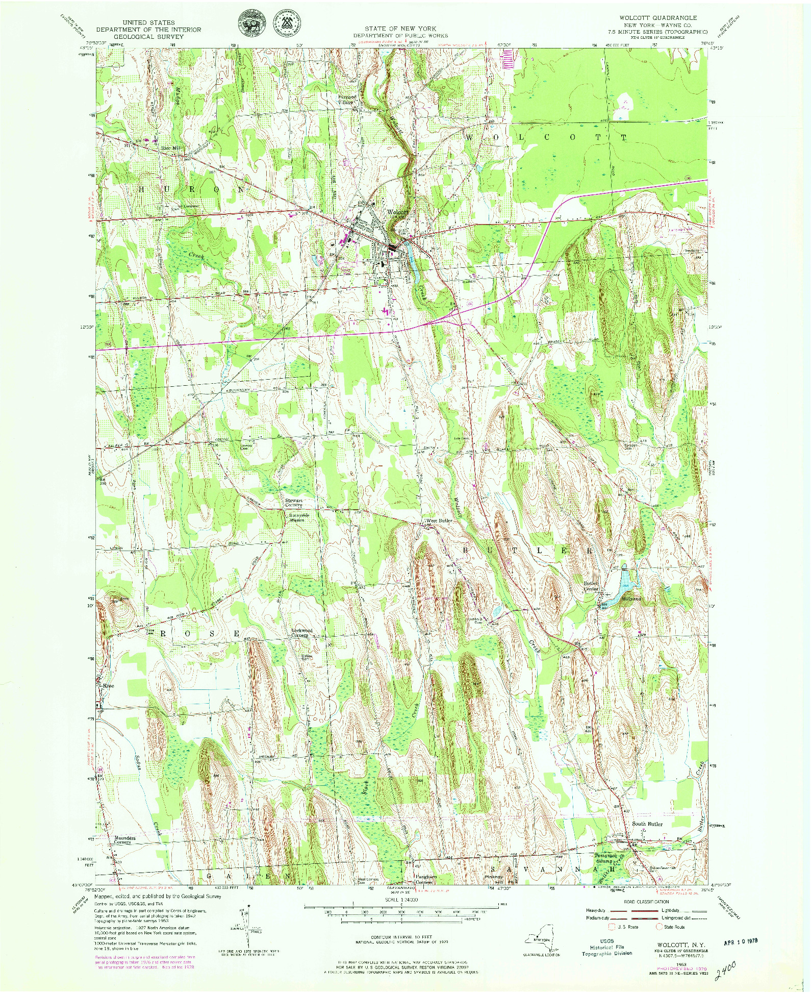 USGS 1:24000-SCALE QUADRANGLE FOR WOLCOTT, NY 1953