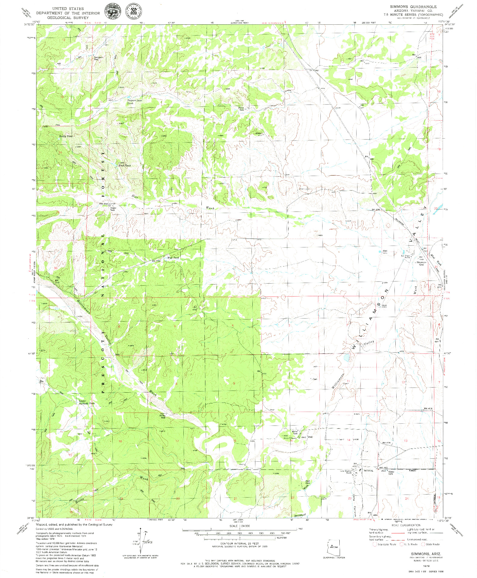 USGS 1:24000-SCALE QUADRANGLE FOR SIMMONS, AZ 1979